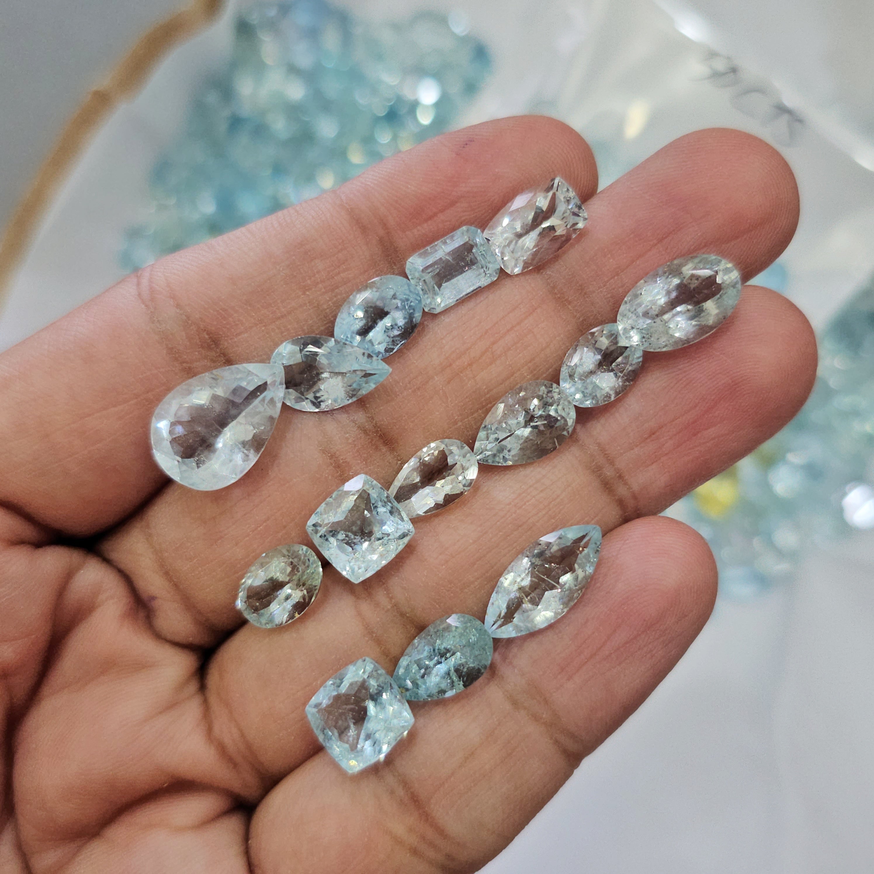 50Cts Natural Aquamarine Brazilian Faceted | 8–20mm | 20-25pcs - The LabradoriteKing