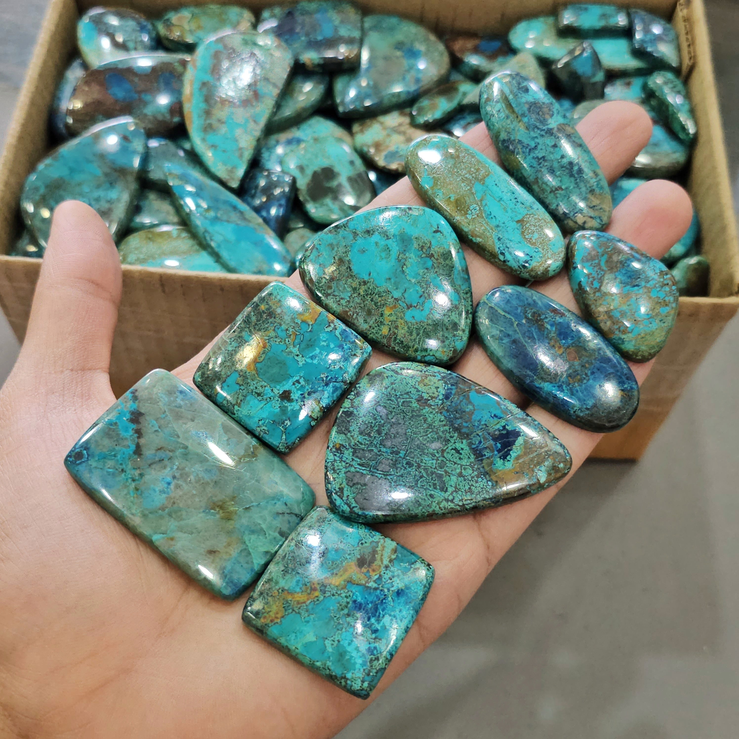 500Gram of Chrysocolla Cabochons | 70-80 Pcs |15-55mm - The LabradoriteKing