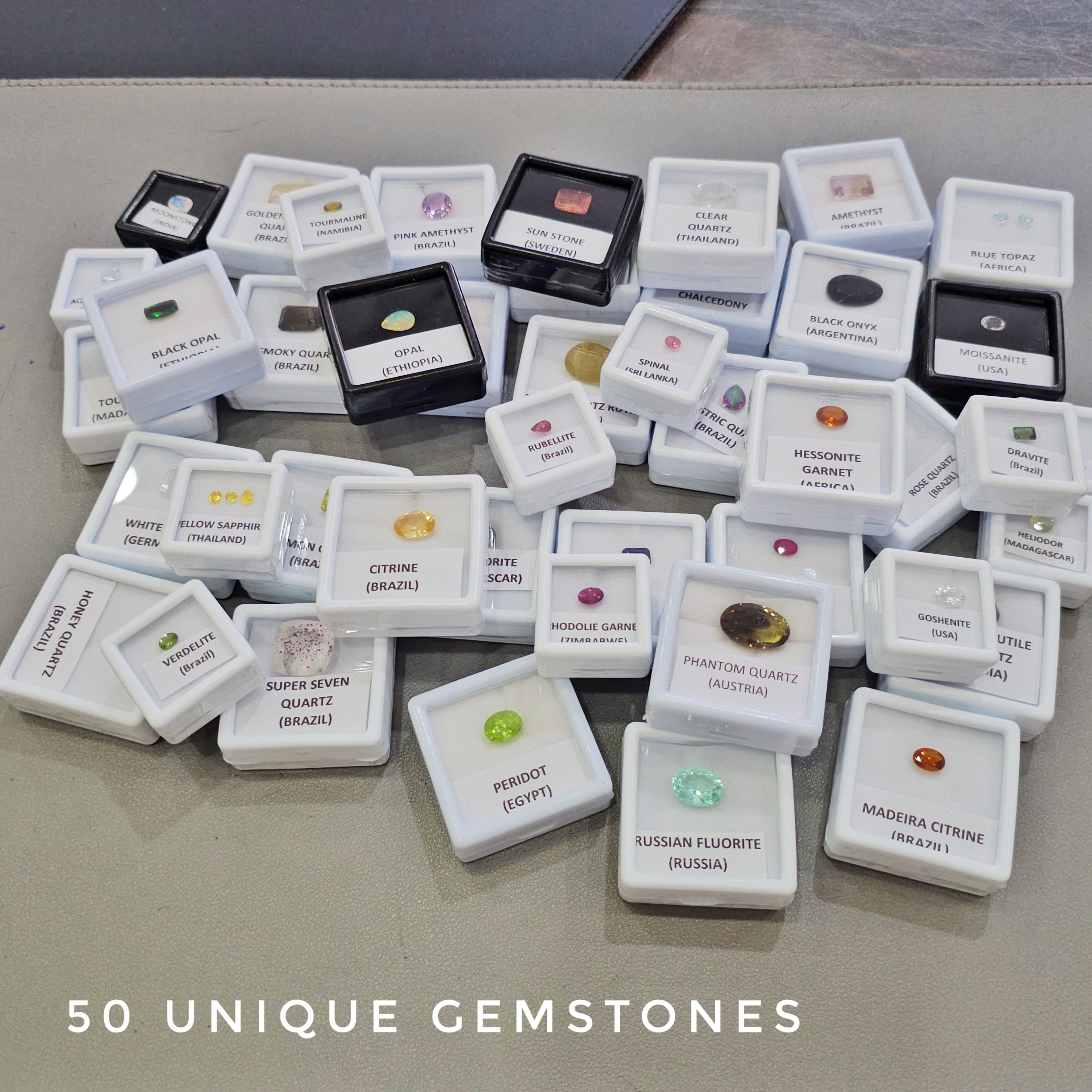 50 Essential Faceted Gemstones Collection Box | Labeled | Natural Earth Mined Gemstones - The LabradoriteKing