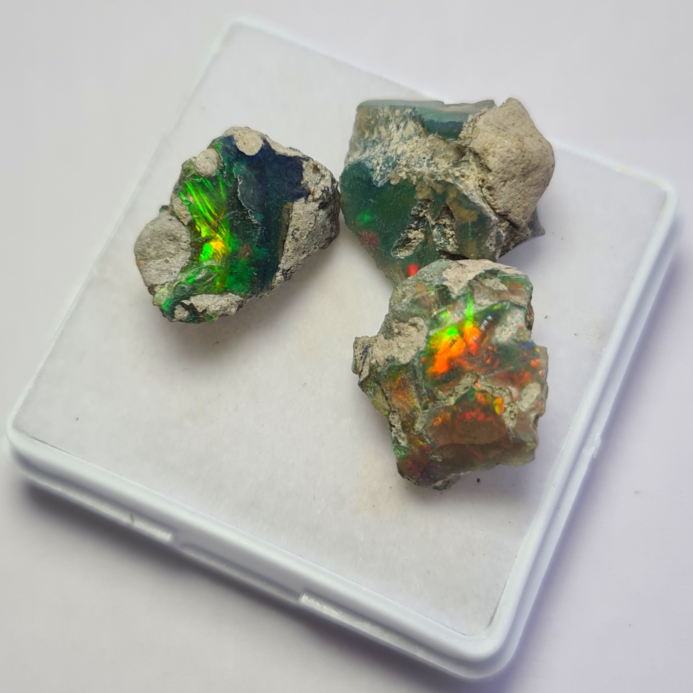 3 Pcs of Natural Black Opal Rough | Sizes: 15-16mm