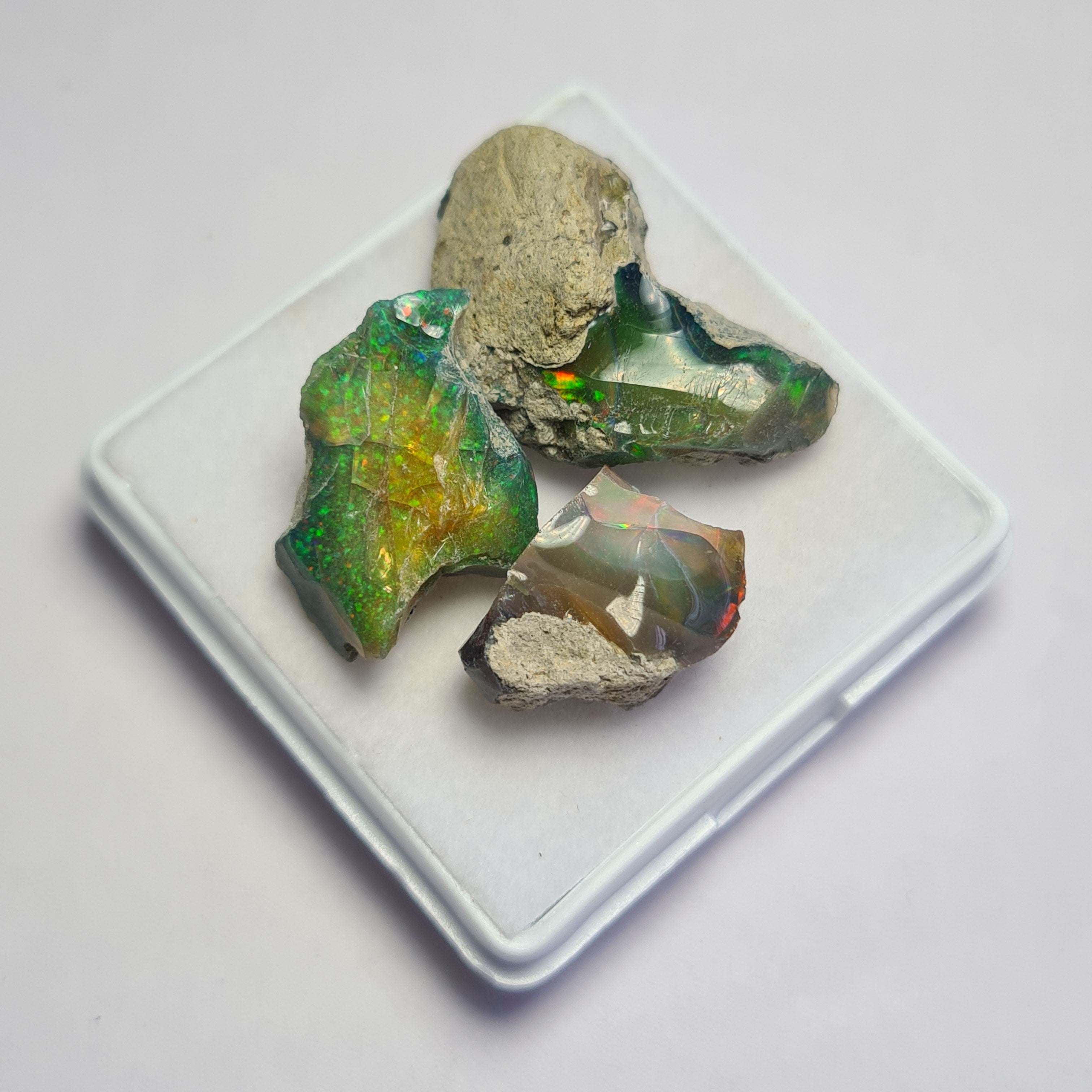 3 Pcs of Natural Black Opal Rough | Sizes: 15-27mm