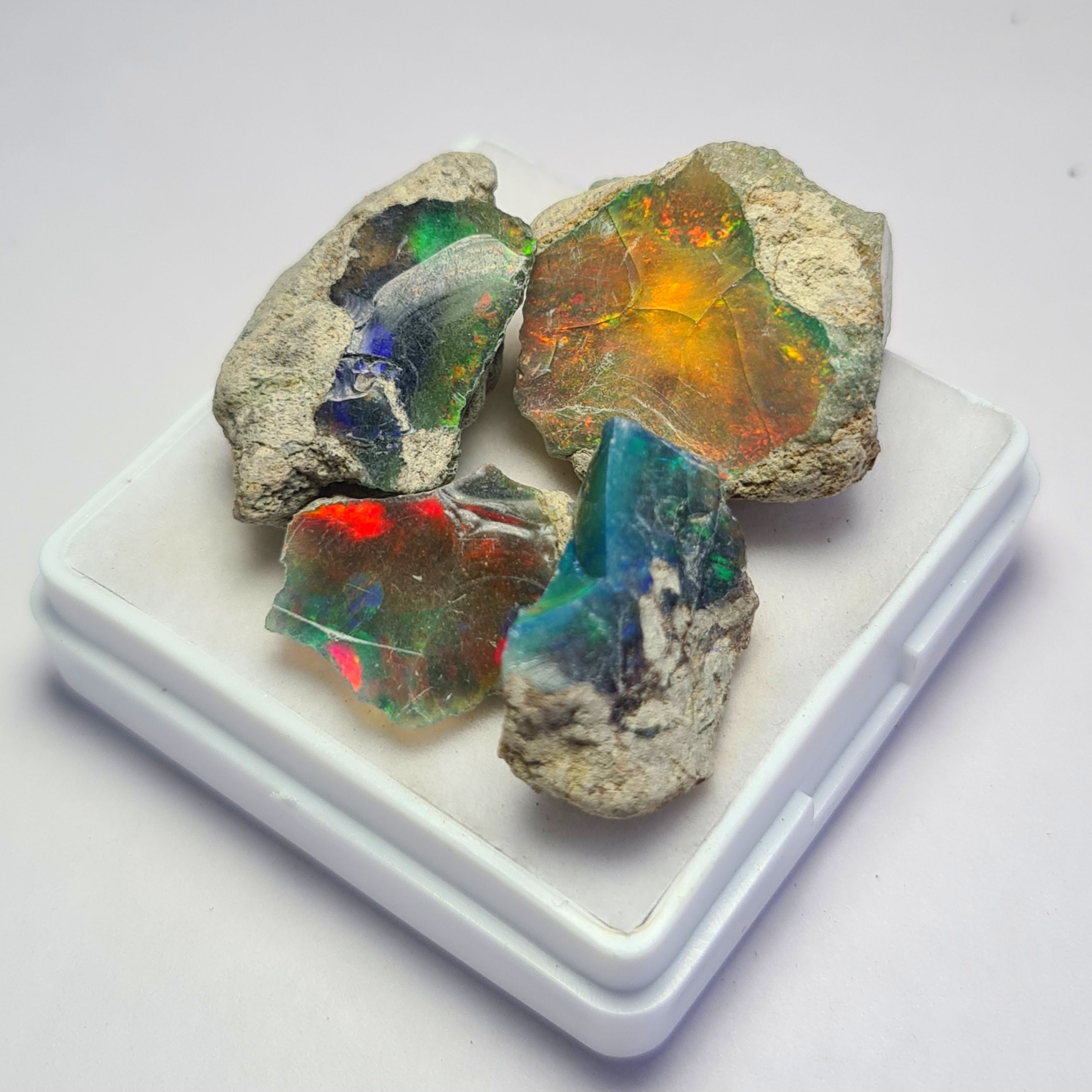 4 Pcs of Natural Black Opal Rough | Sizes: 15-21mm