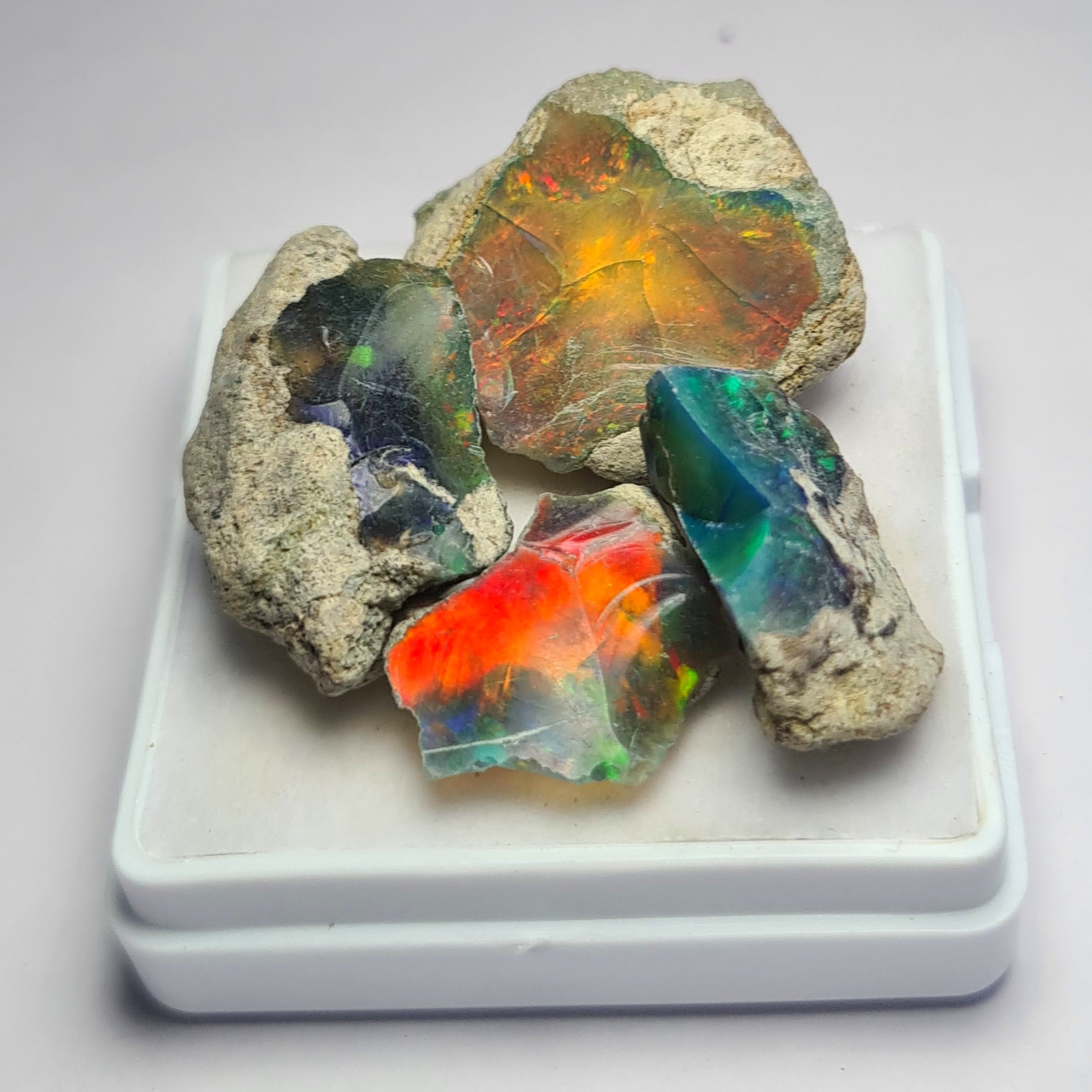 4 Pcs of Natural Black Opal Rough | Sizes: 15-21mm