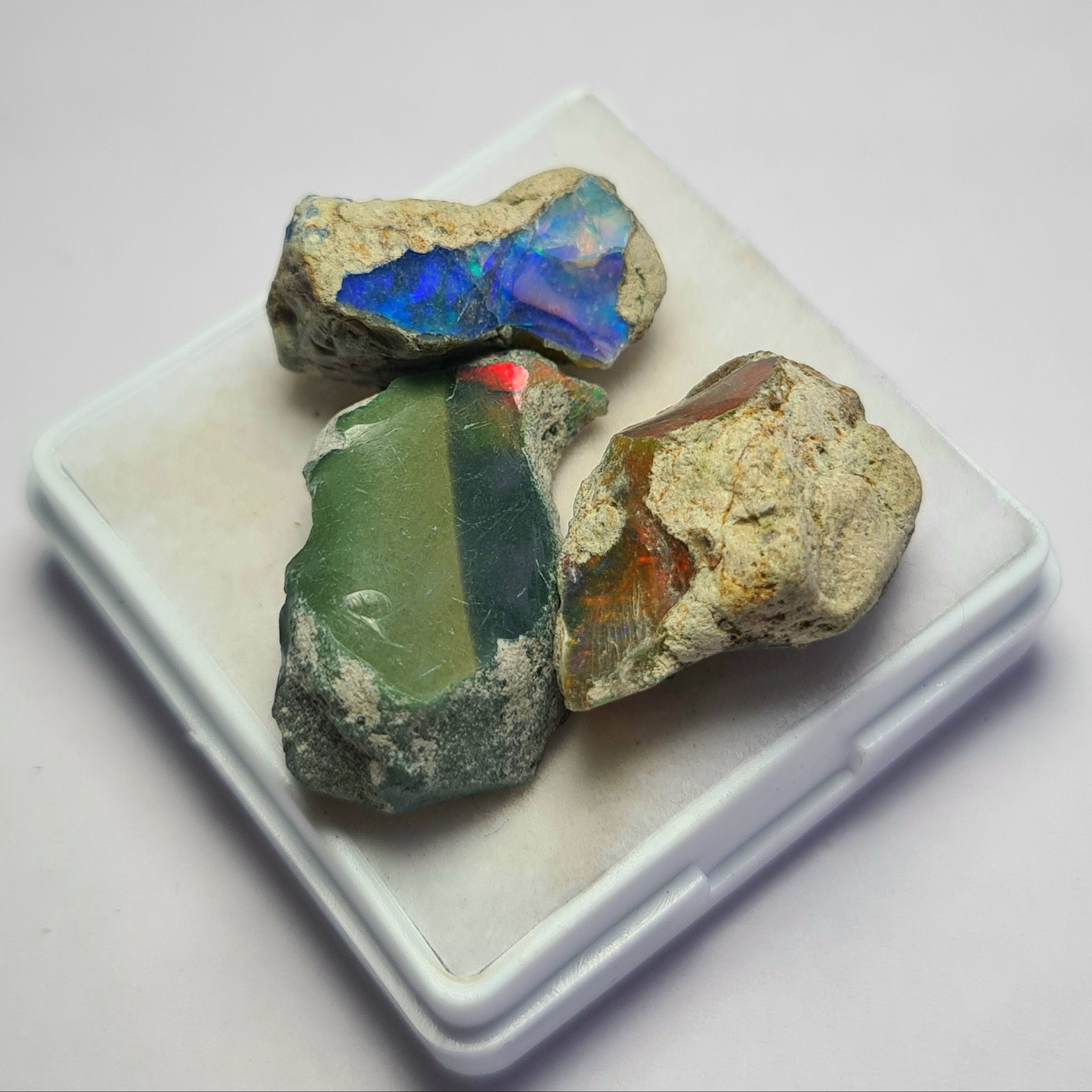 3 Pcs of Natural Black Opal Rough | Sizes: 21-25mm