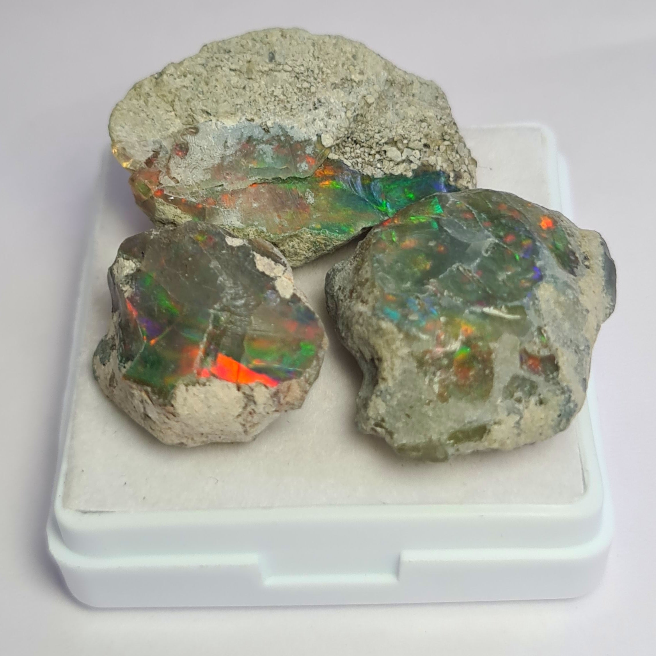 3 Pcs of Natural Black Opal Rough | Sizes: 17-30mm