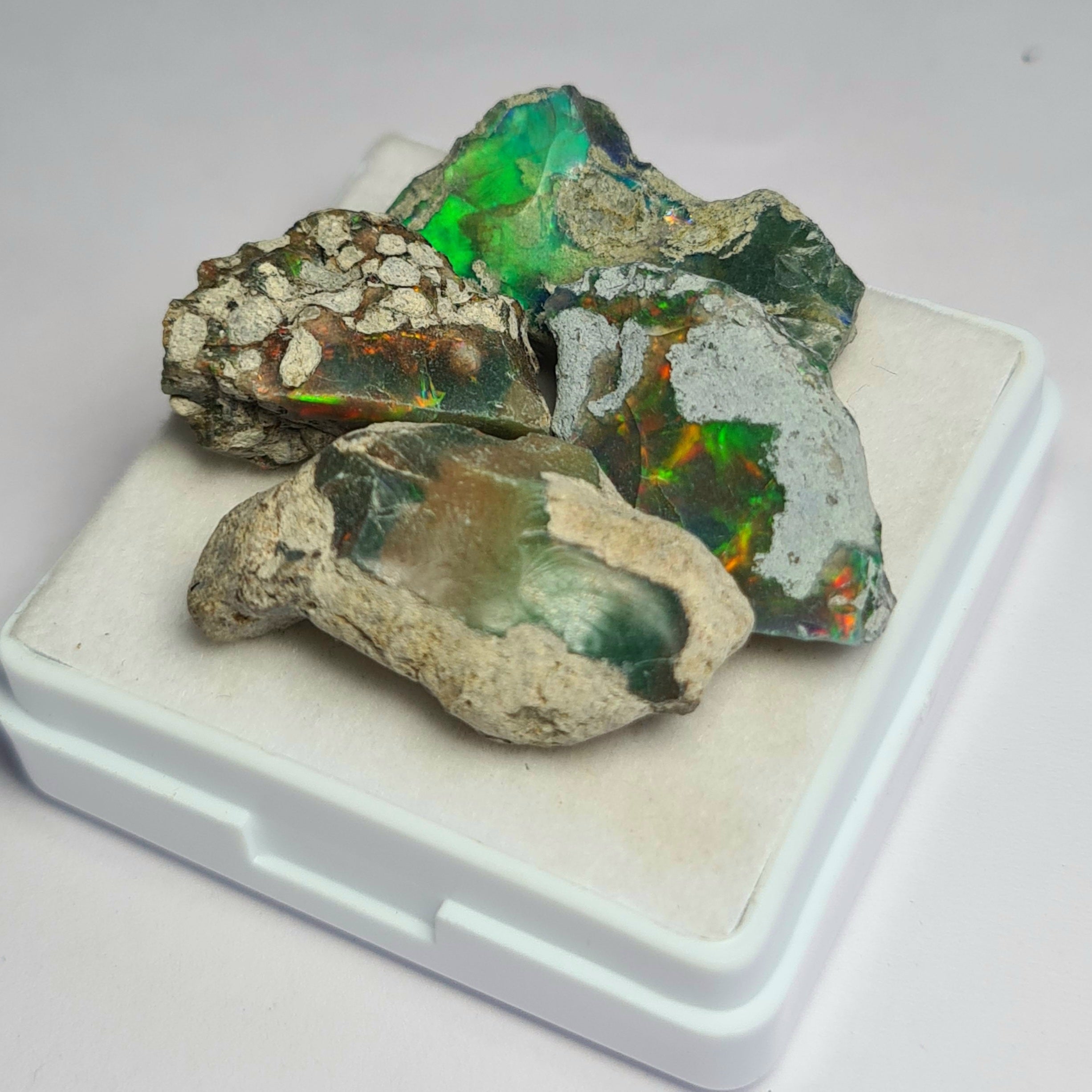 4 Pcs of Natural Black Opal Rough | Sizes: 18-24mm