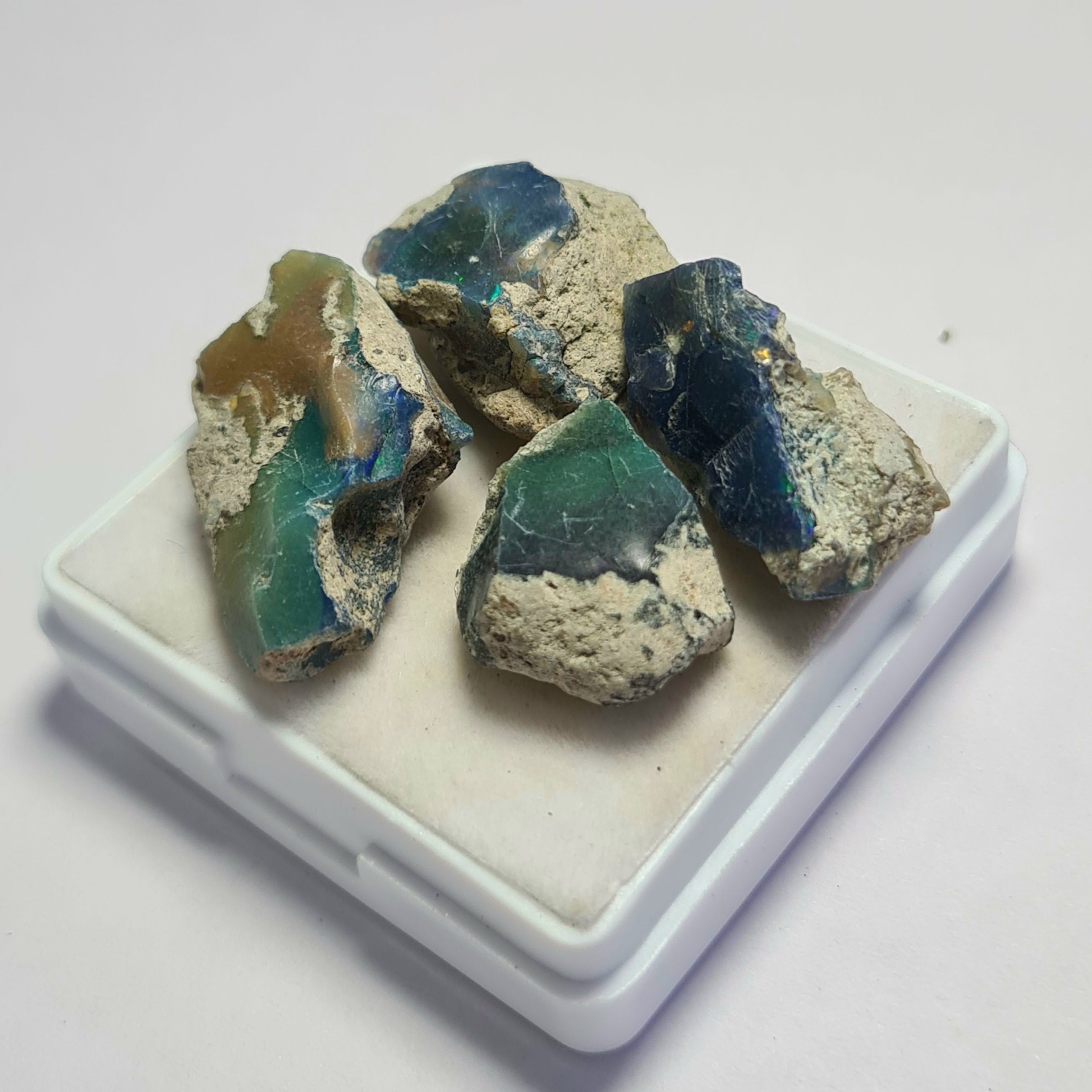4 Pcs of Natural Black Opal Rough | Sizes: 16-23mm