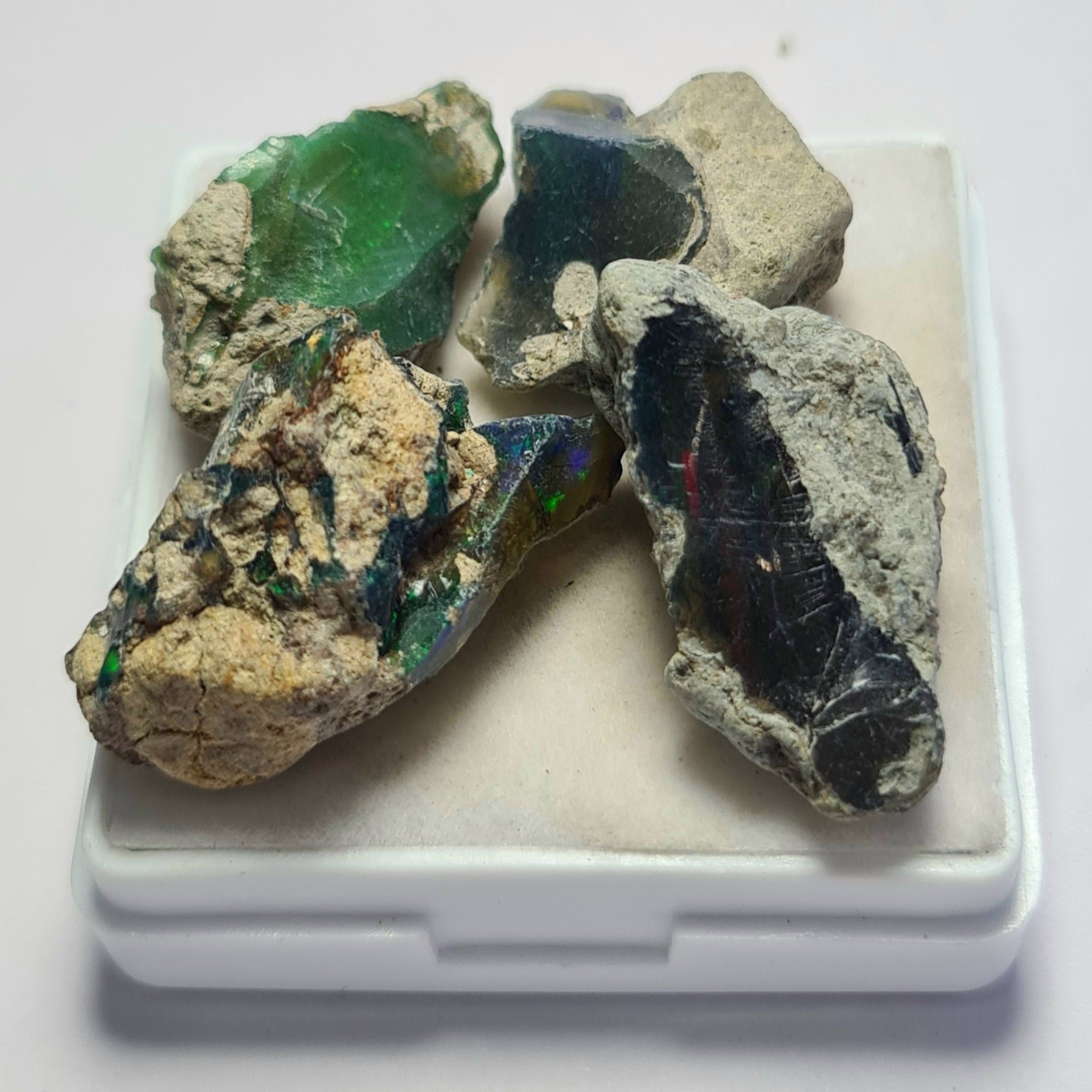 4 Pcs of Natural Black Opal Rough | Sizes: 17-28mm