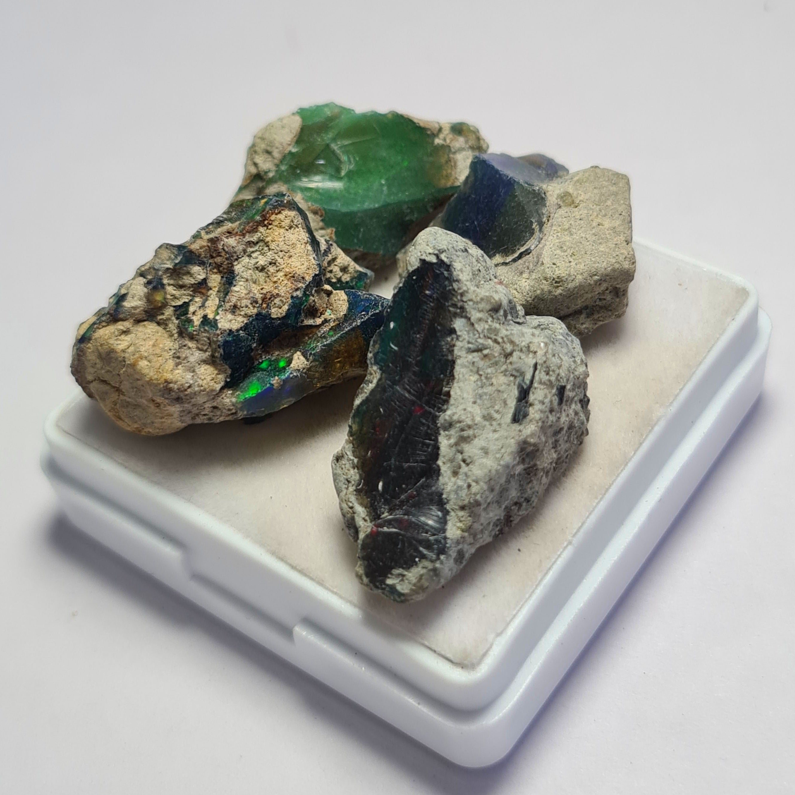 4 Pcs of Natural Black Opal Rough | Sizes: 17-28mm