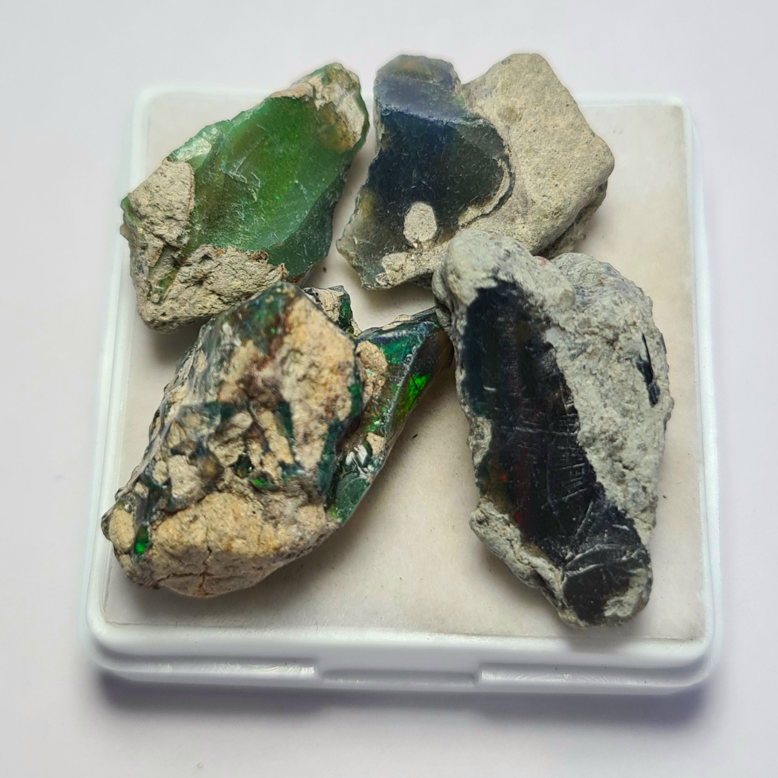4 Pcs of Natural Black Opal Rough | Sizes: 17-28mm