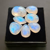 7 Pcs Natural Rainbow Moonstone Cabochons |13-16mm | Shape: Mix