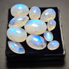 11 Pcs Natural Rainbow Moonstone Cabochons |8-16mm | Shape: Mix