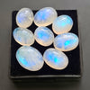 8 Pcs Natural Rainbow Moonstone Cabochons |12-16mm | Shape: Oval