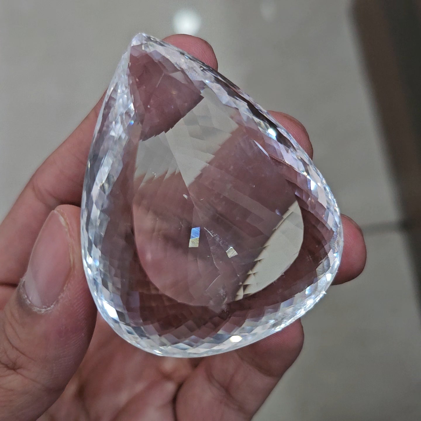 448Cts | Natural Jambo Clear Quartz Faceted | Pear | 64x51mm