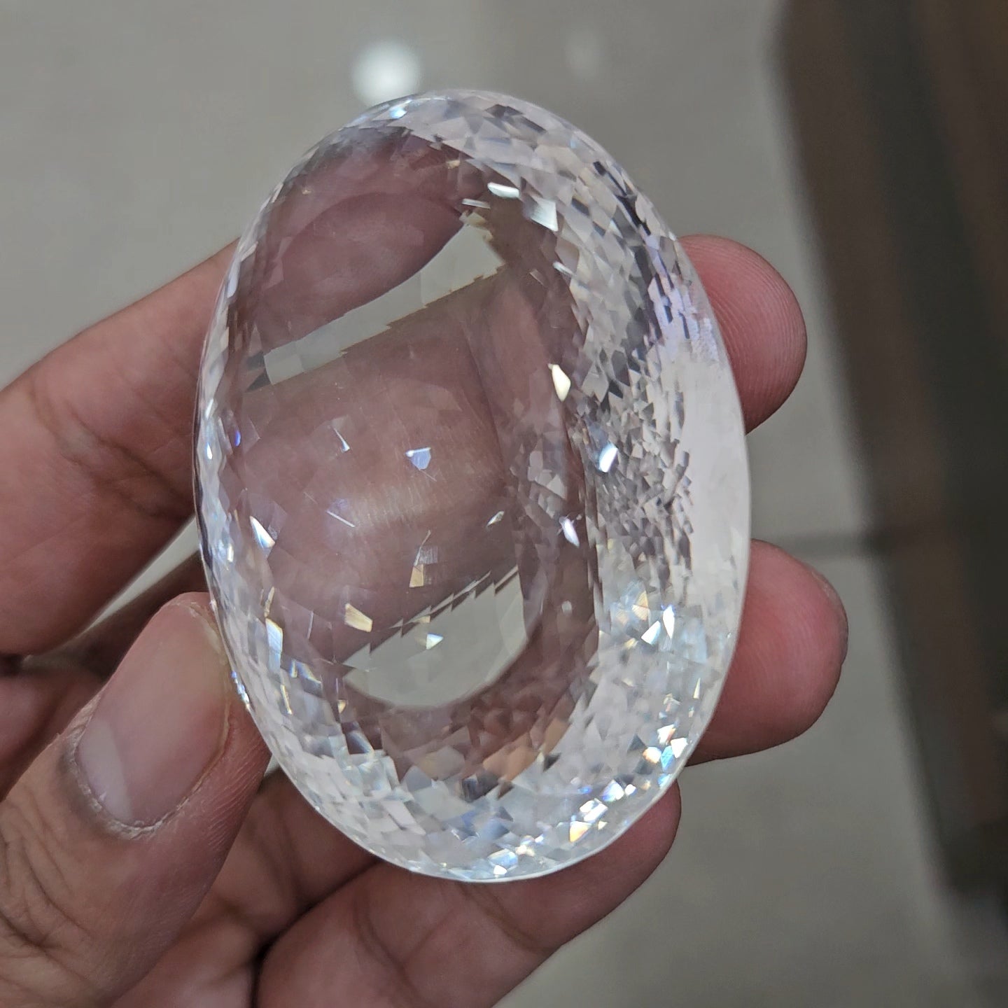 628Cts | Natural Jambo Clear Quartz Faceted | Oval | 63x47mm