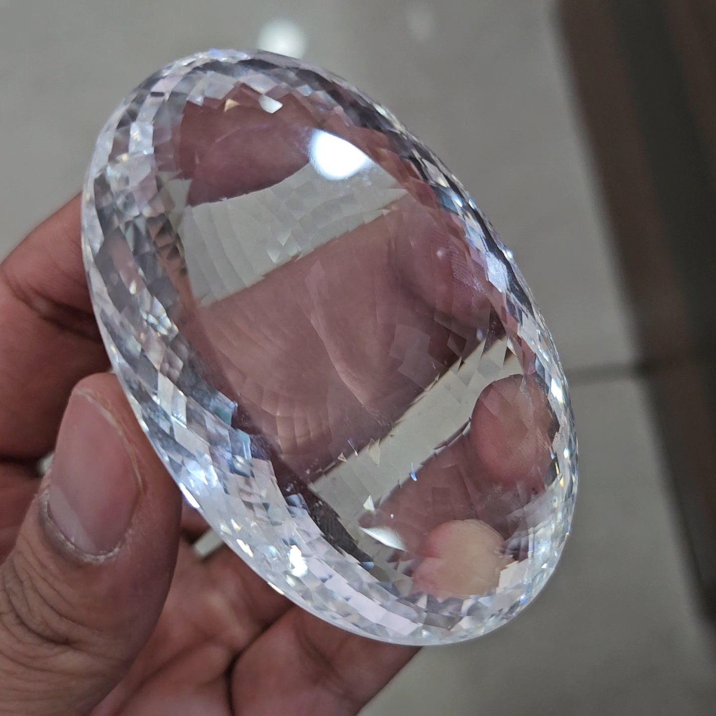 725Cts | Natural Jambo Clear Quartz Faceted | Oval |  75x49mm