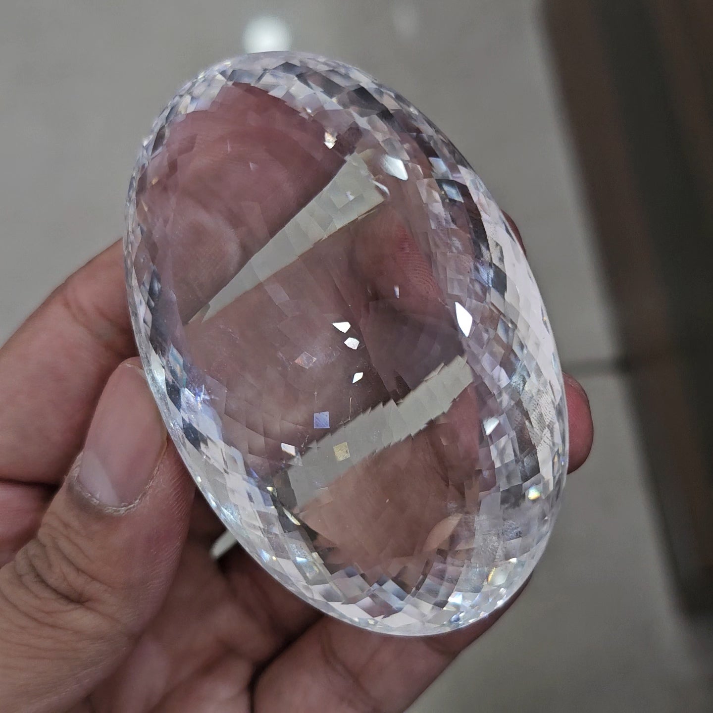 725Cts | Natural Jambo Clear Quartz Faceted | Oval |  75x49mm
