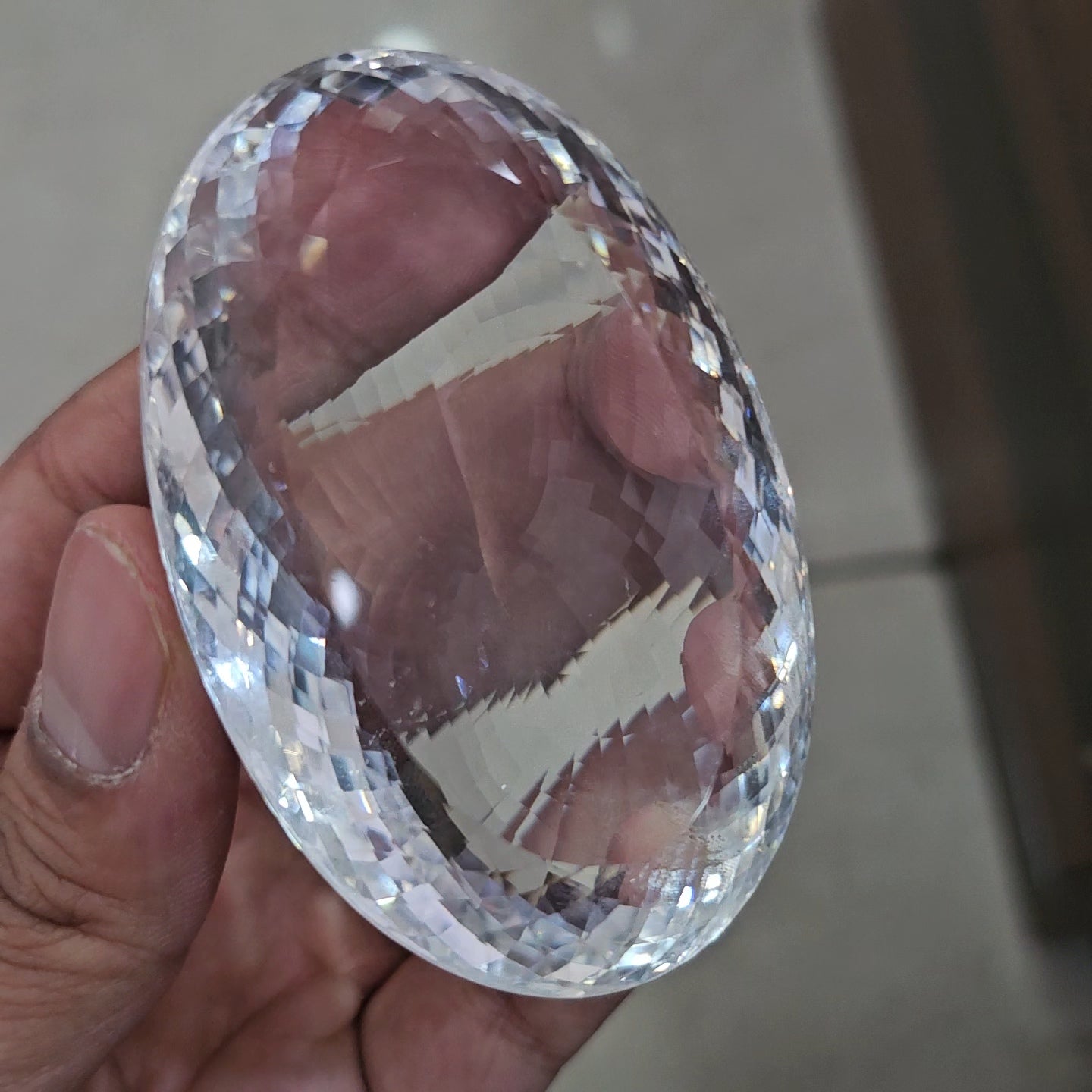 725Cts | Natural Jambo Clear Quartz Faceted | Oval |  75x49mm