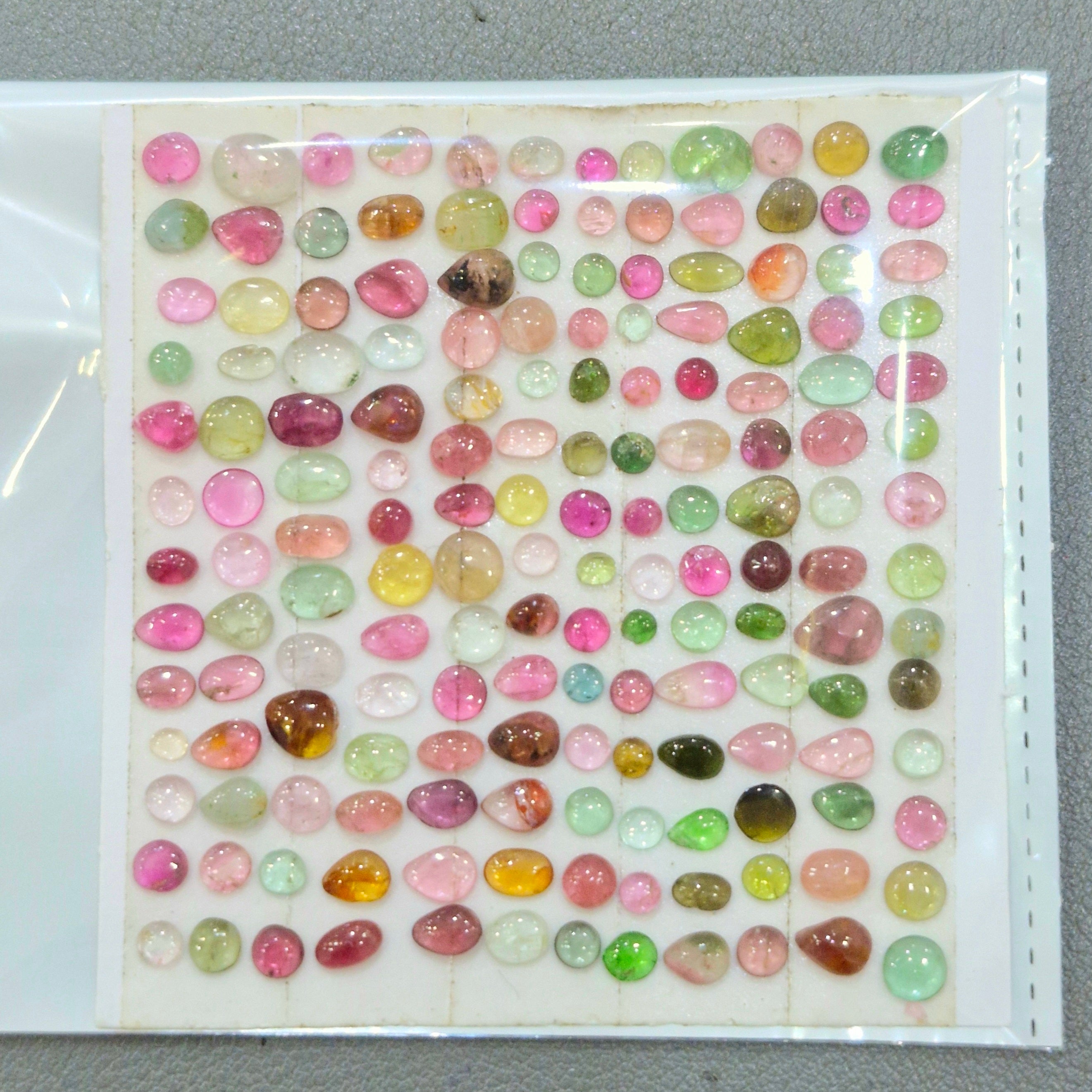 1 Card Of Natural Multi Tourmaline Cabochon  | Size 3-7mm