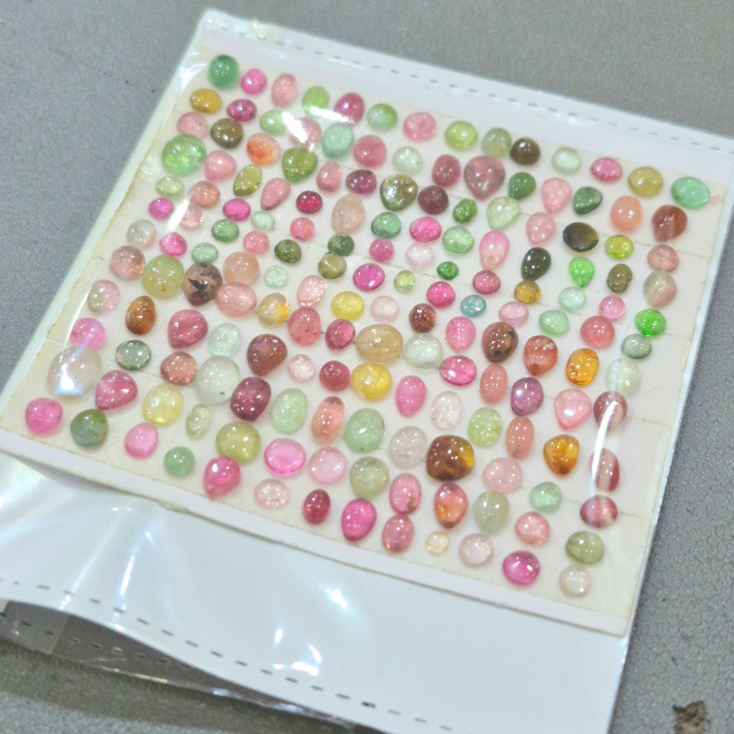 1 Card Of Natural Multi Tourmaline Cabochon  | Size 3-7mm