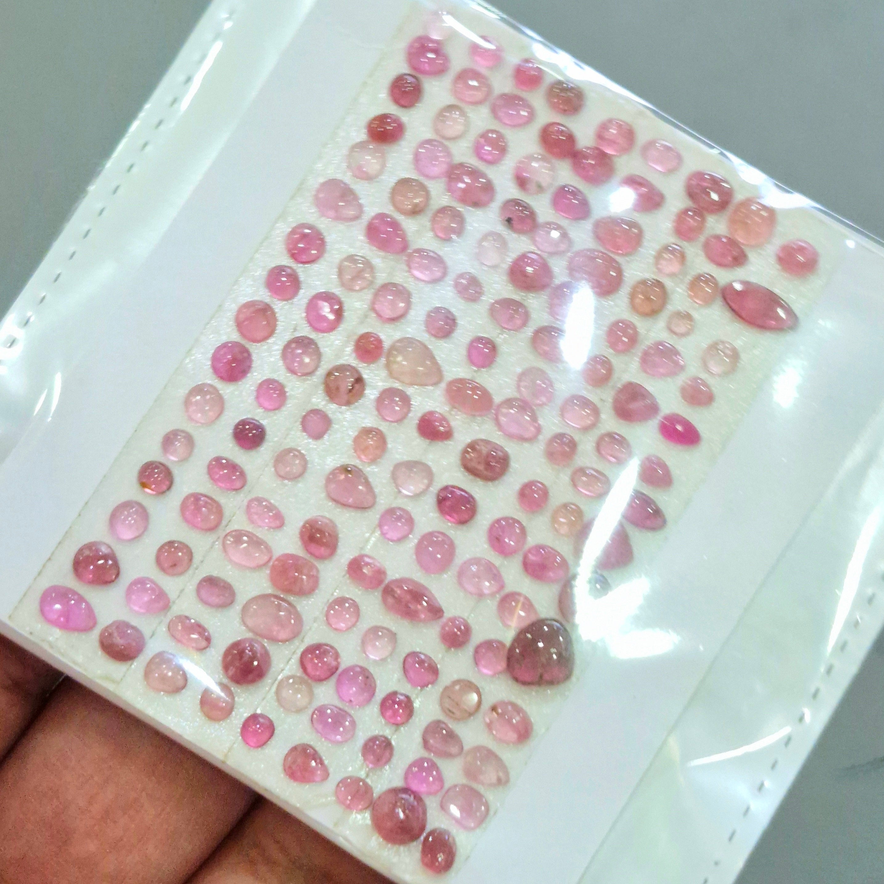 1 Card Of Natural Pink Tourmaline Cabochon  | Size 3-6mm