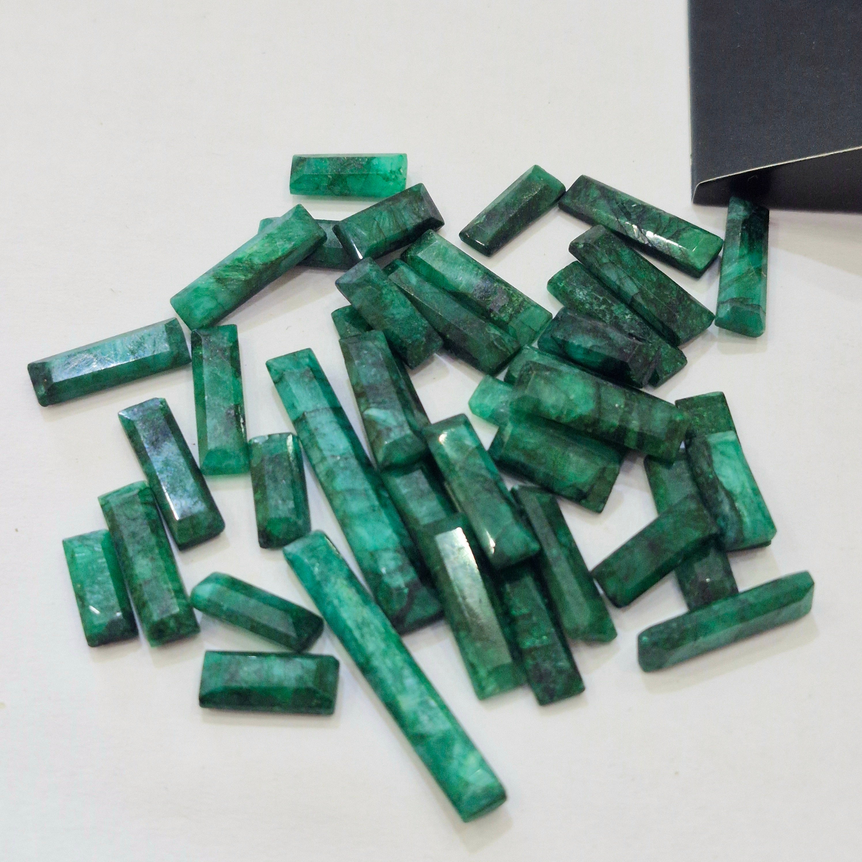 Natural Emerald Faceted Gemstone Baguette | Size: 13-34mm