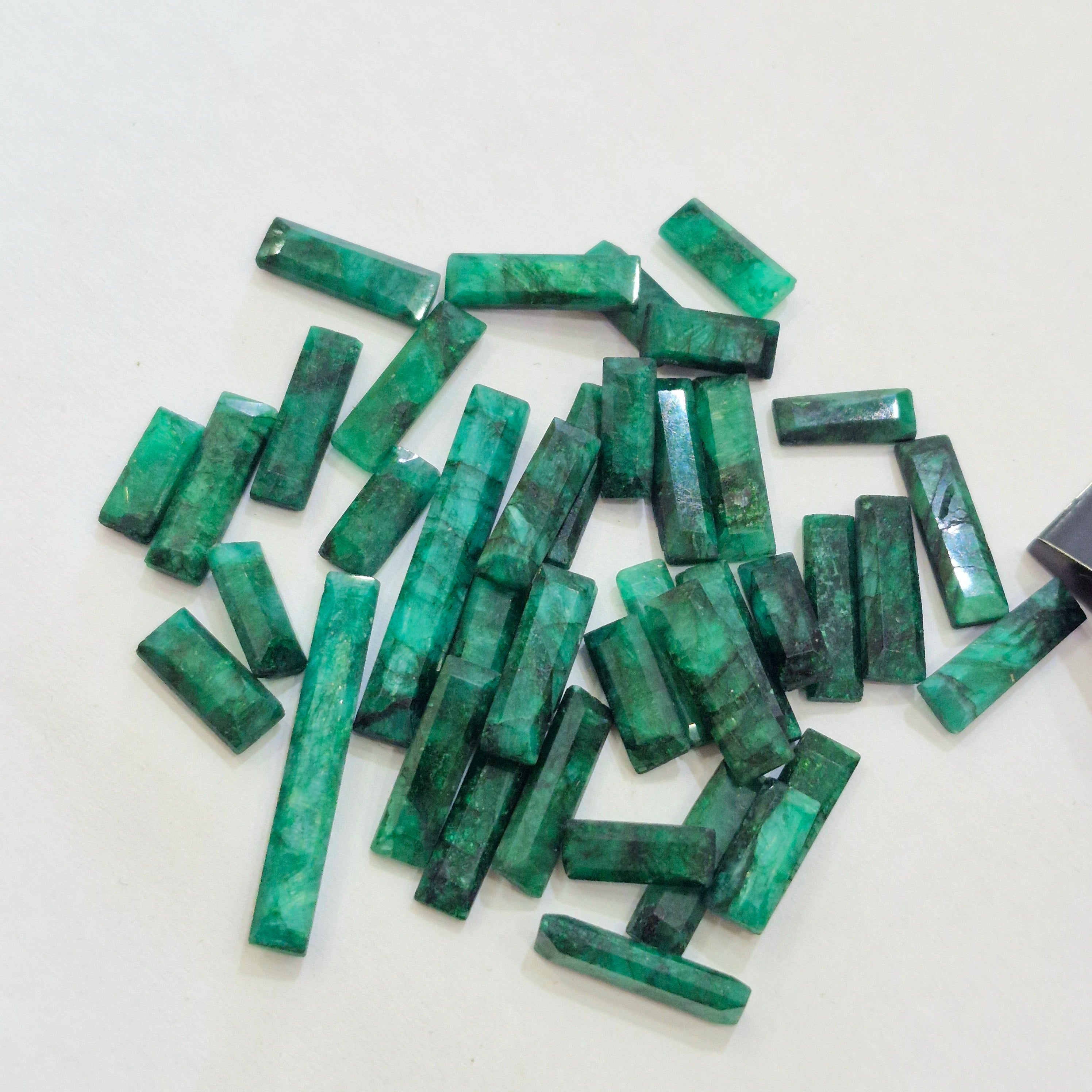 Natural Emerald Faceted Gemstone Baguette | Size: 13-34mm