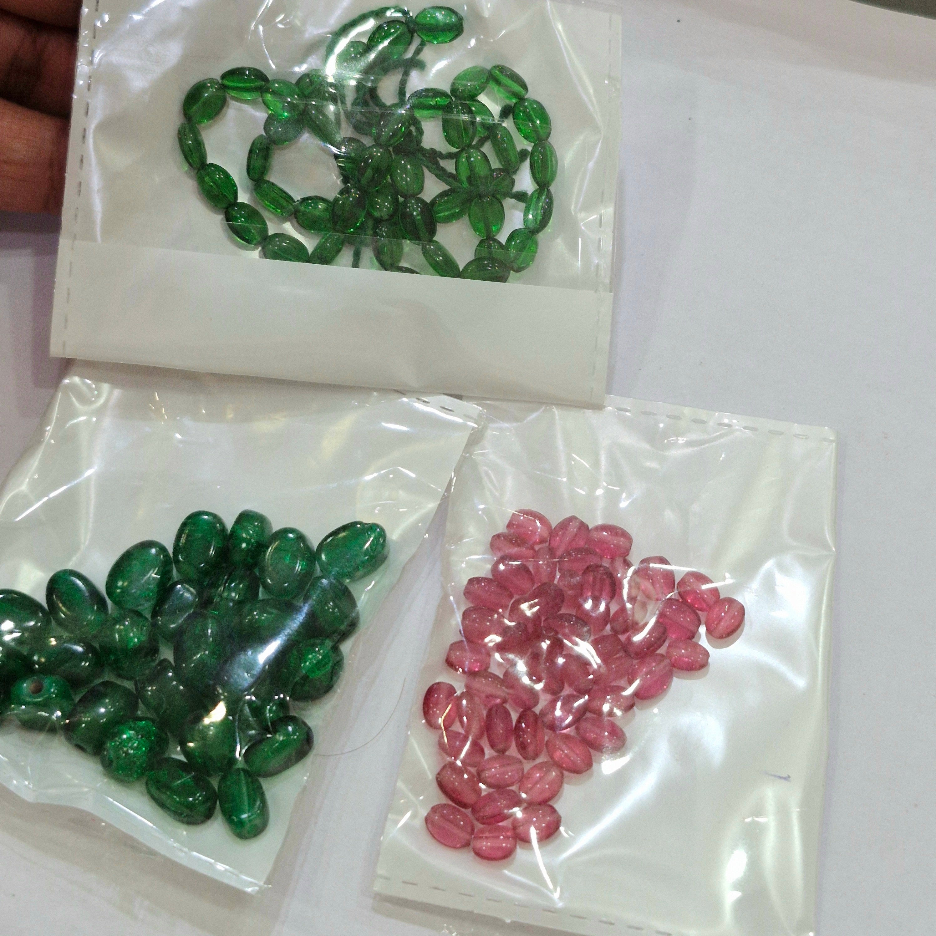Synthetic Lab Grown Beads Green And Pink Color Stone 12Inch