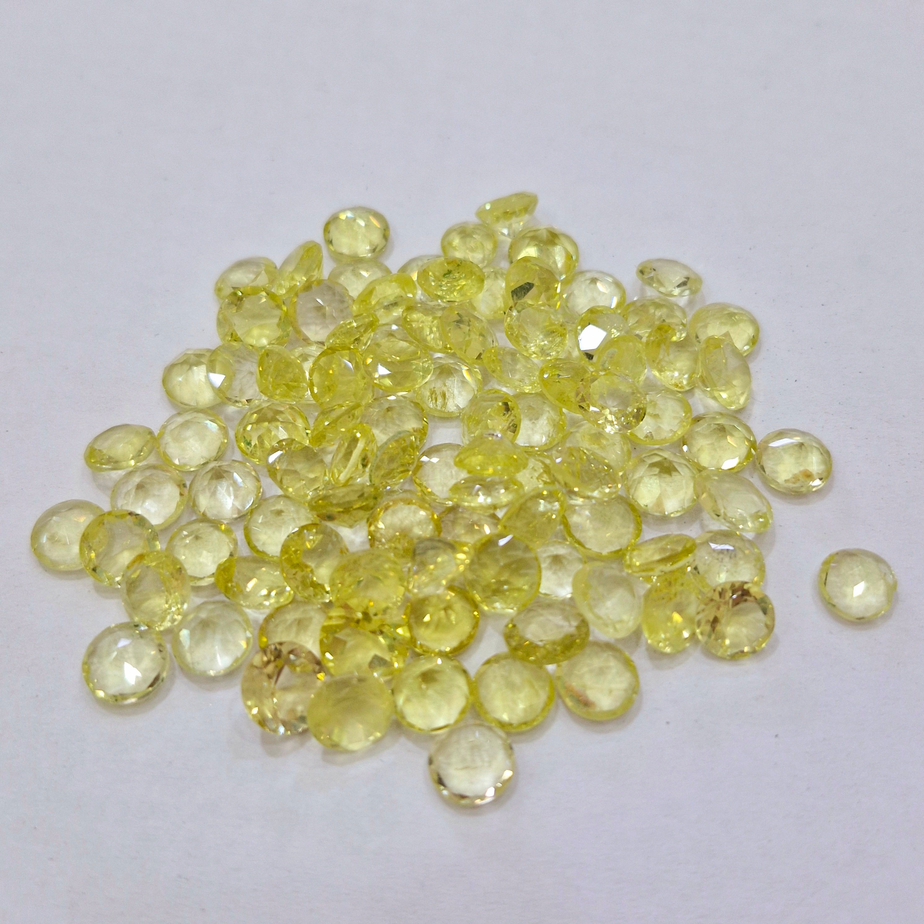Natural Rejected Lemon Quartz Gemstone Round  | Size: 7-8mm