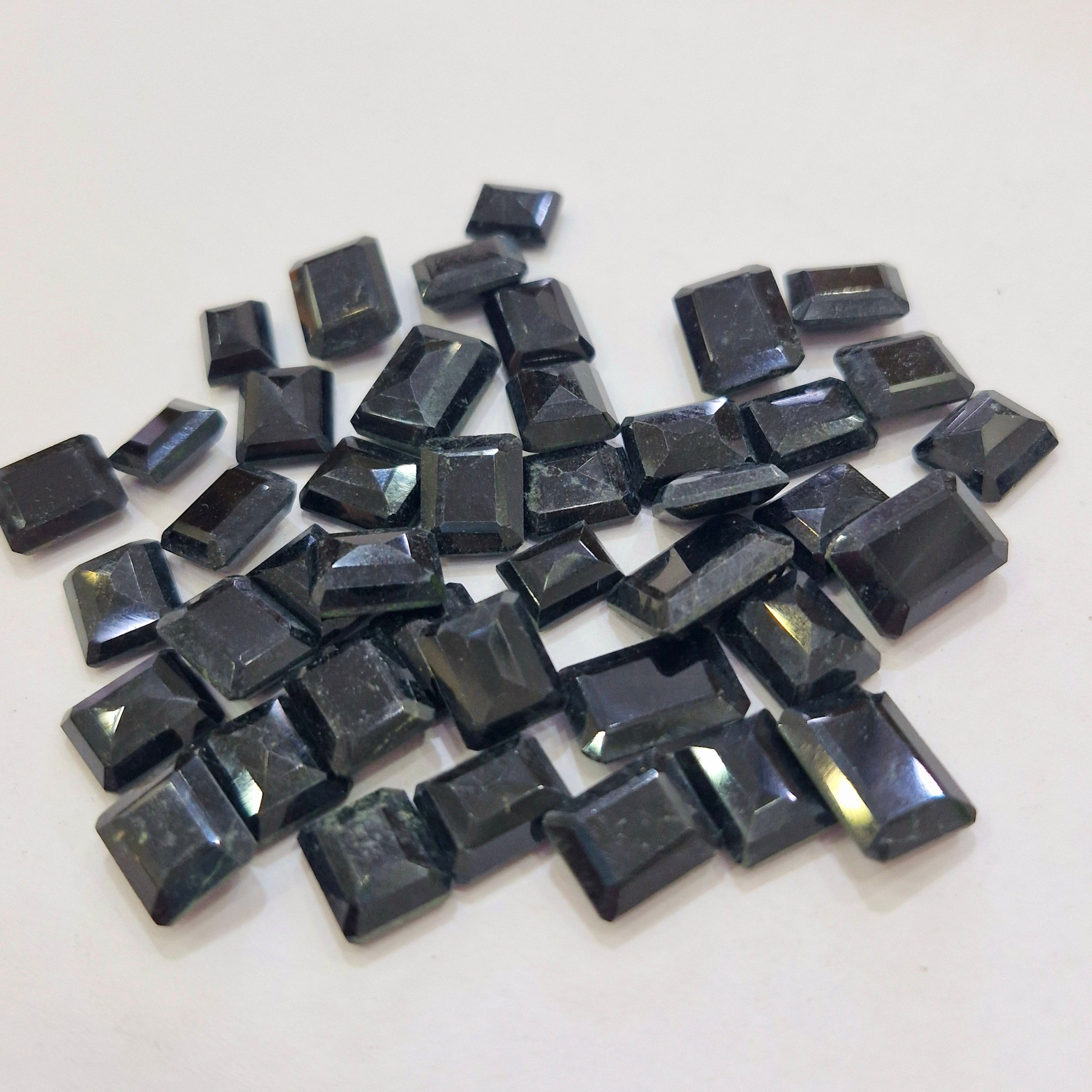 Natural Rejected Black Onyx Gemstone Rectangle  | Size: 9-14mm