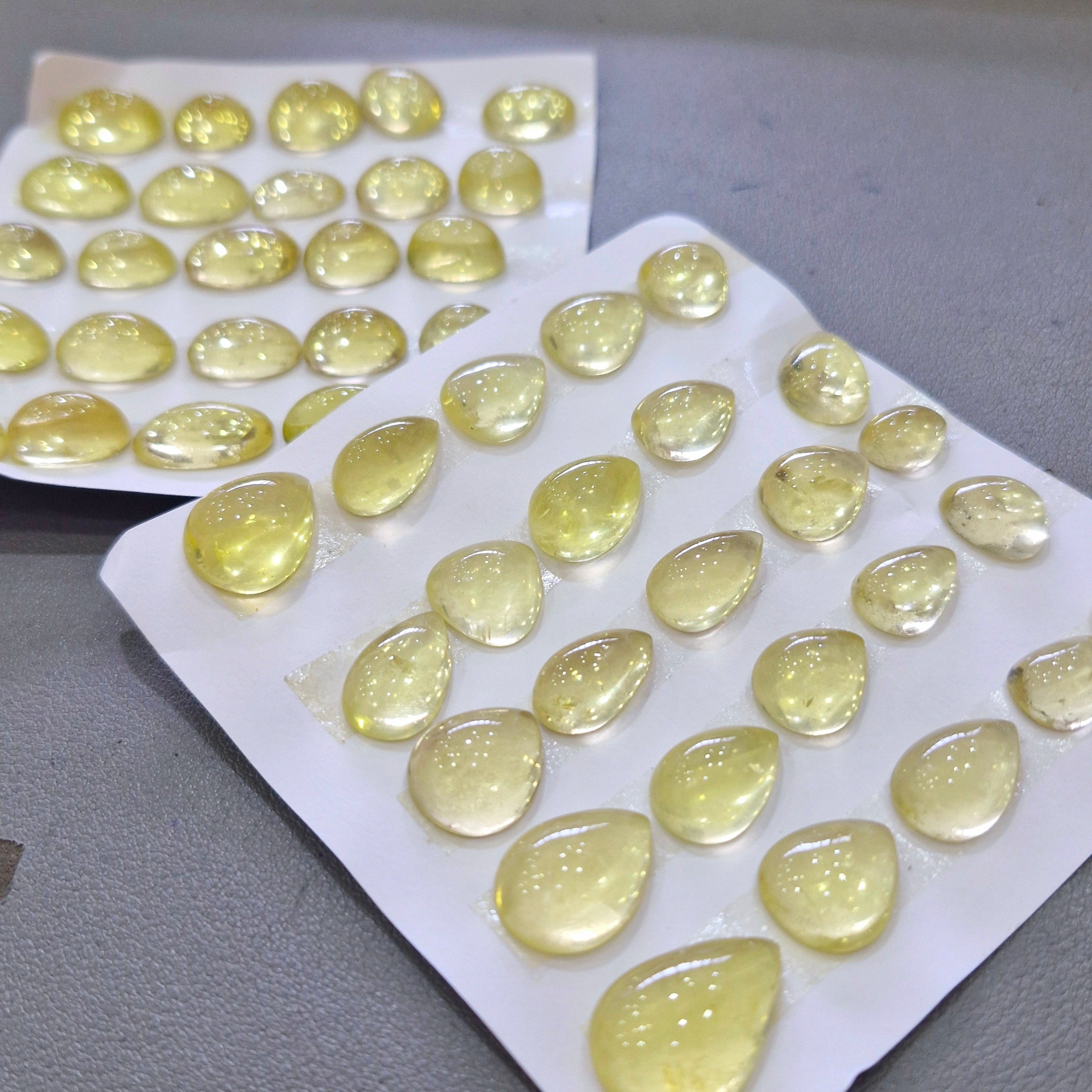 2 Card Of Natural Lemon Quartz Cabochon Gemstone  | Size: 11-20mm