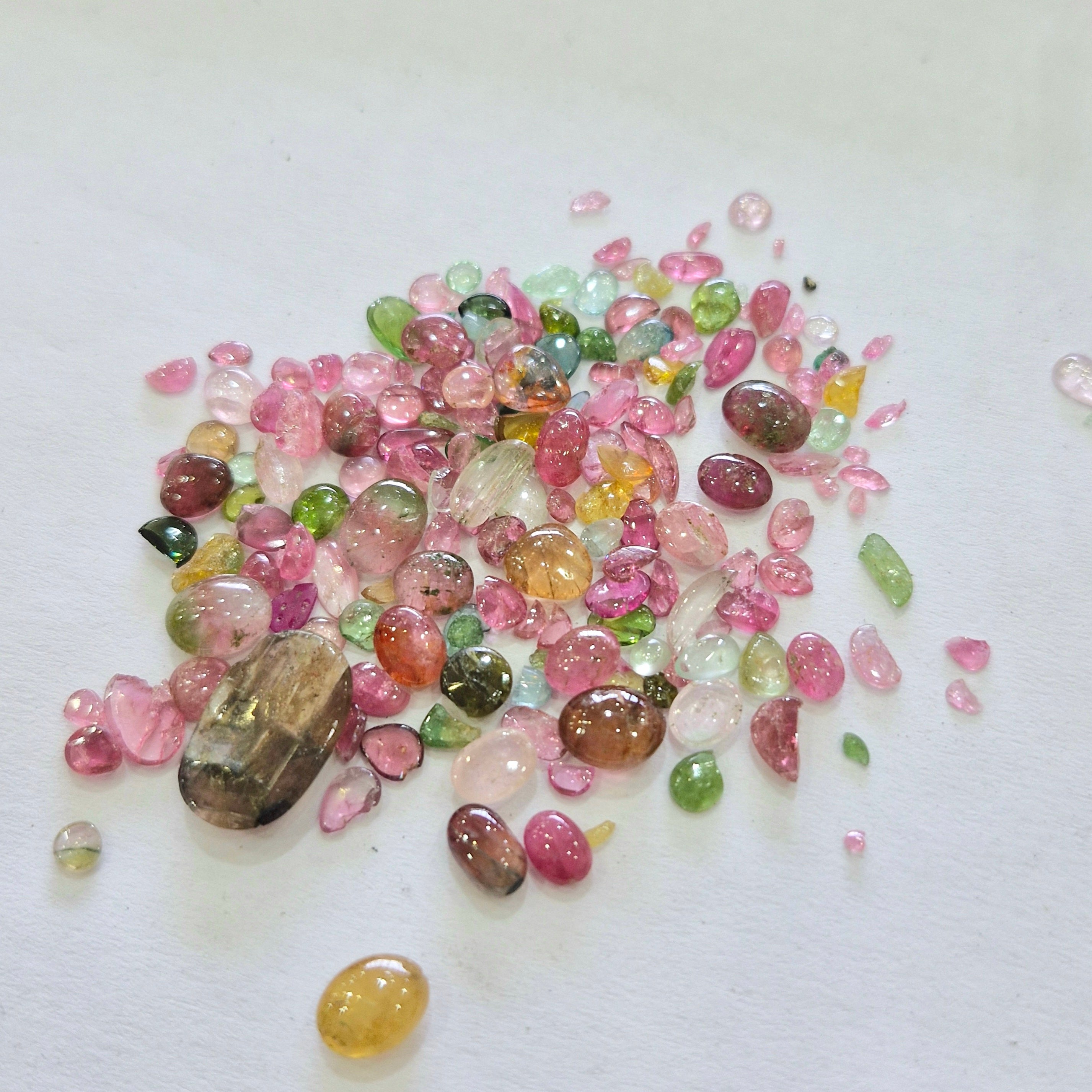 Rejected (Broken) Natural  Multi Tourmaline Cabs | 4-15mm
