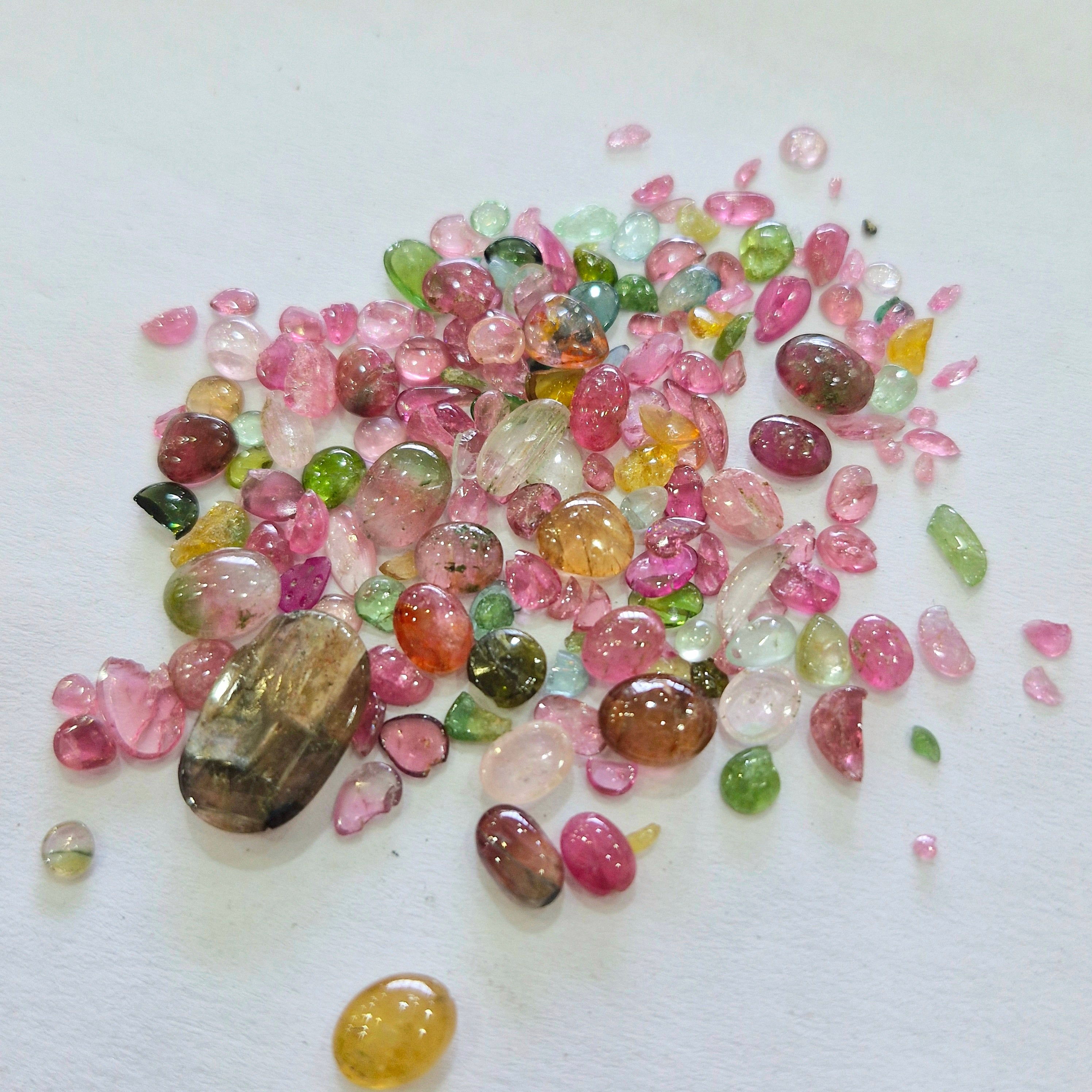 Rejected (Broken) Natural  Multi Tourmaline Cabs | 4-15mm