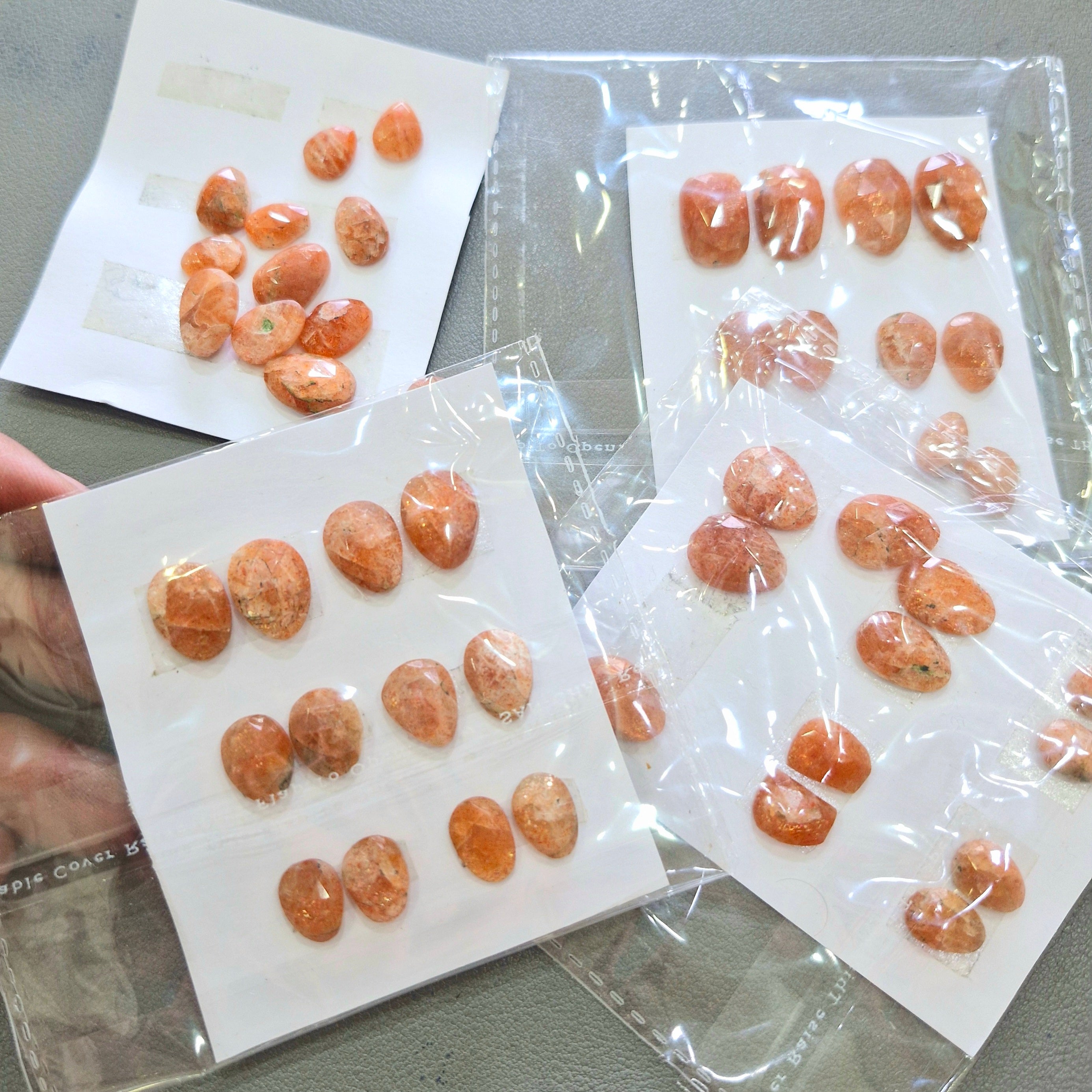 4 Card (Pair) Natural Sunstone Rose cut Gemstone | 10-14mm