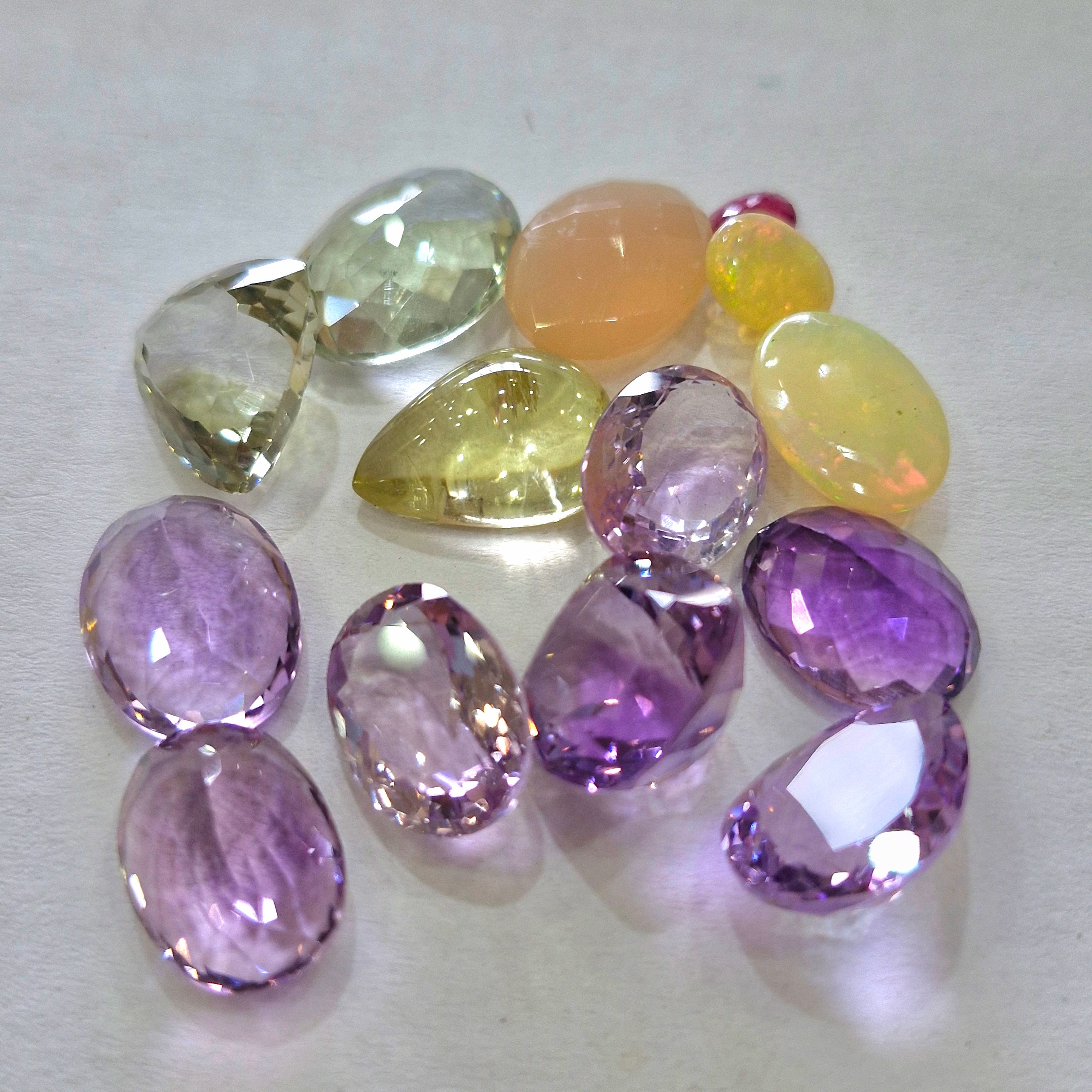 Natural Amethyst, Opal, Lemon And Ruby Faceted And Cabs Gemstone | 6-17mm