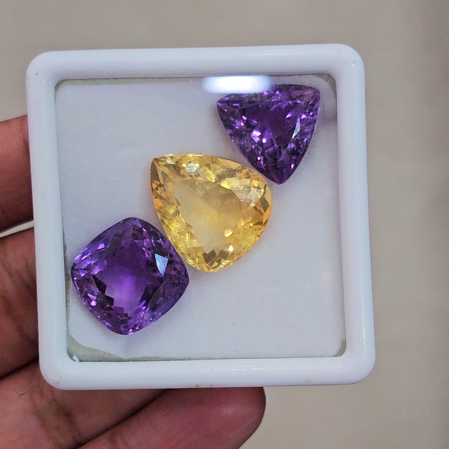 3 Pcs Of Natural Amethyst And Citrine Faceted | Mix| Size:15-19mm