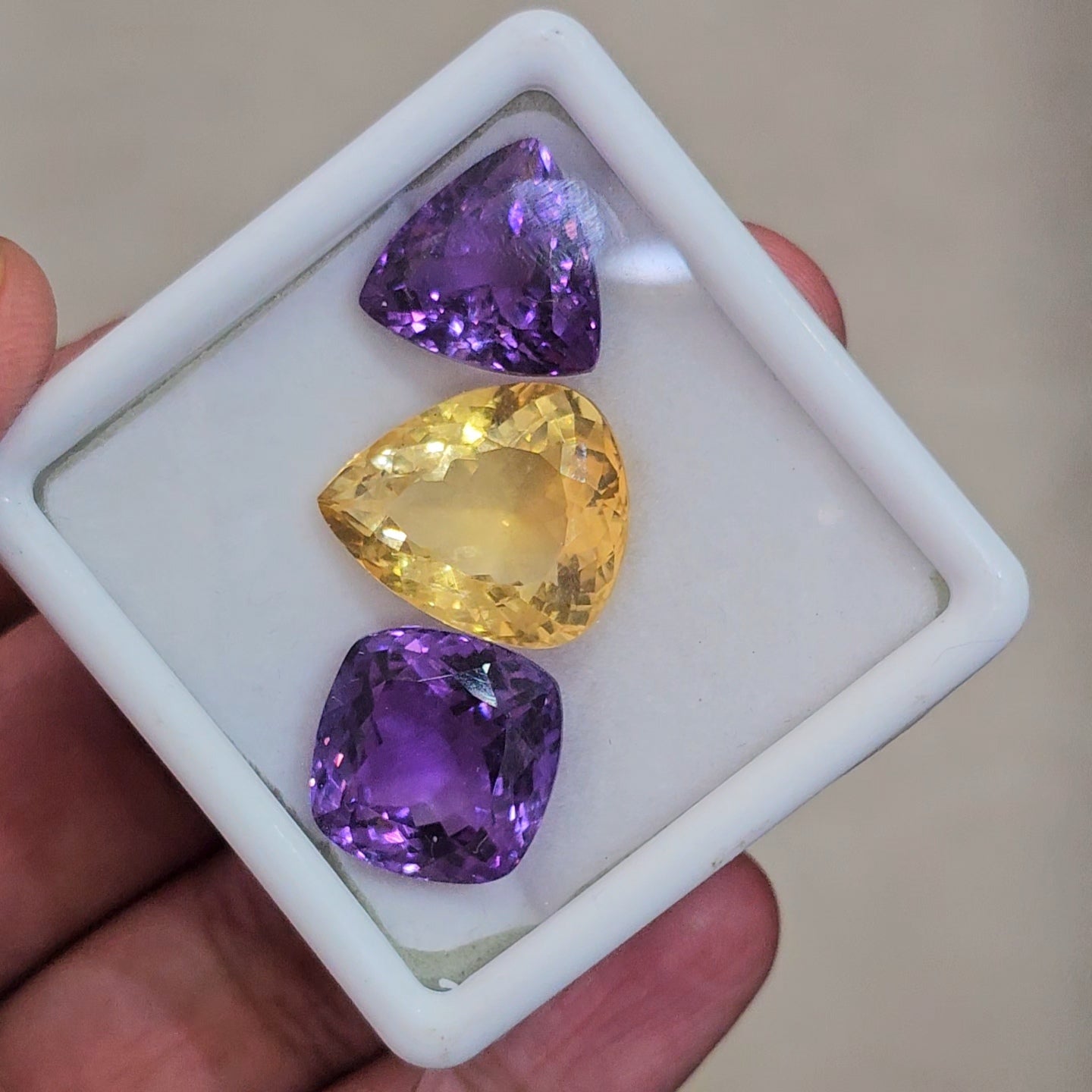 3 Pcs Of Natural Amethyst And Citrine Faceted | Mix| Size:15-19mm
