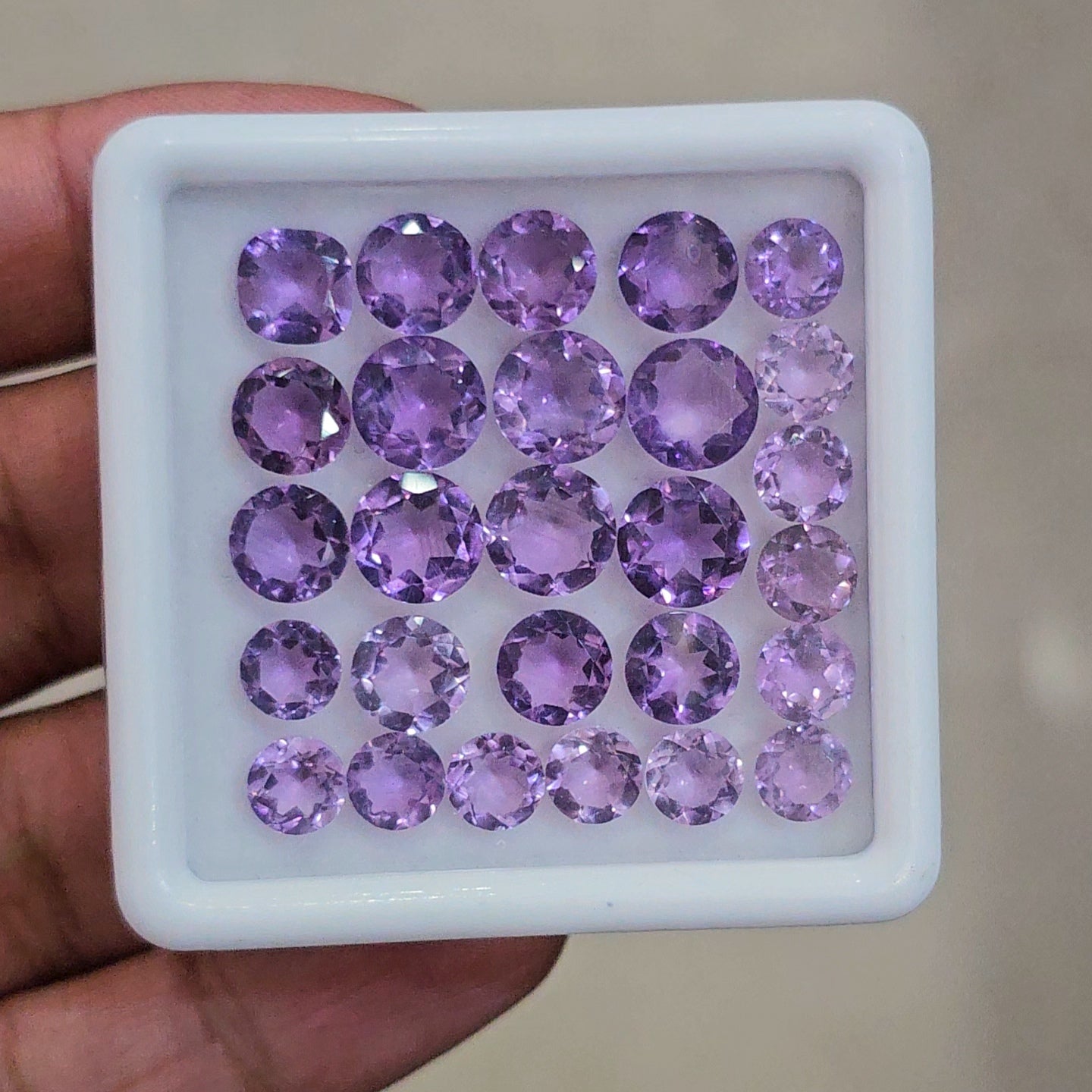 27 Pcs Of Natural  Amethyst Faceted | Round | Size:6-8mm