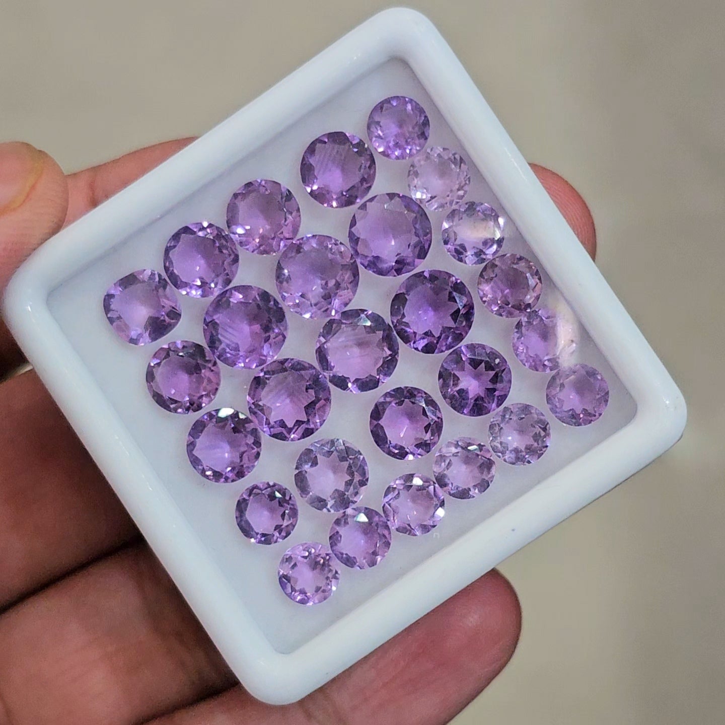 27 Pcs Of Natural  Amethyst Faceted | Round | Size:6-8mm