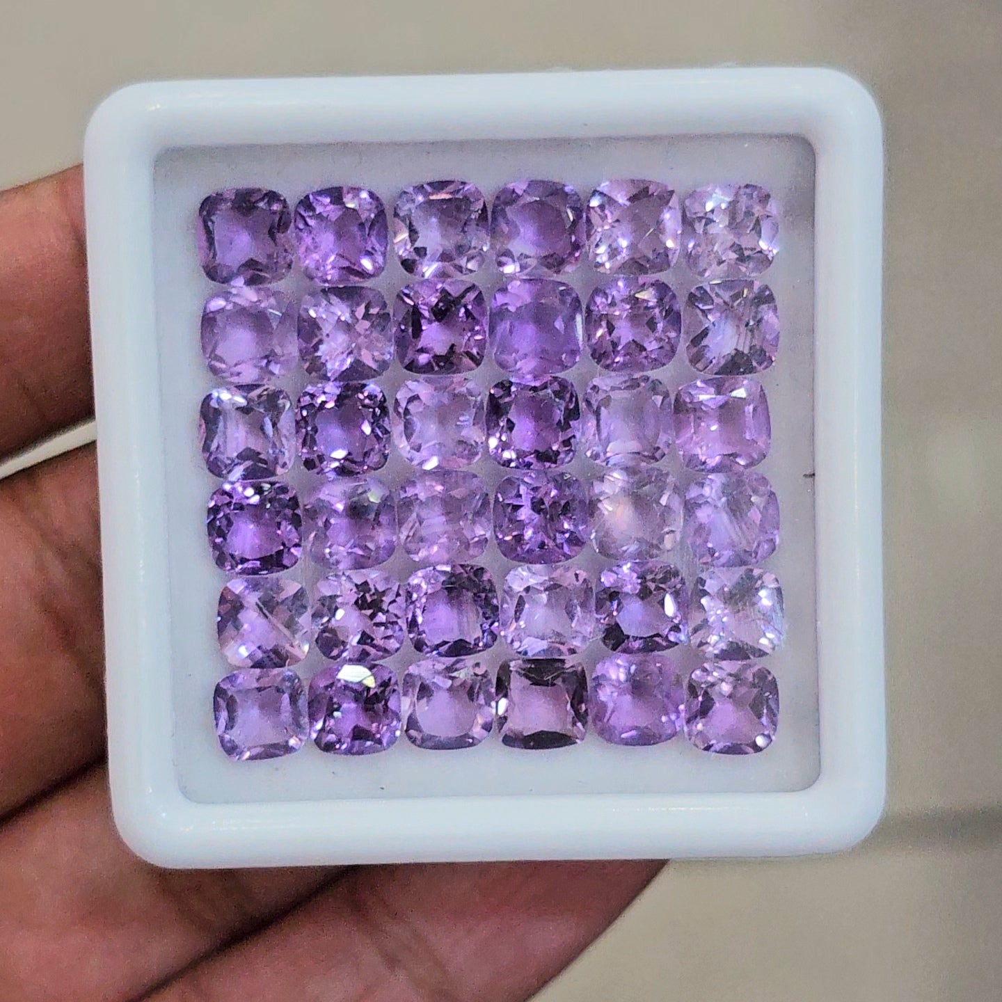 36 Pcs Of Natural  Amethyst Faceted | Cushion | Size:6mm