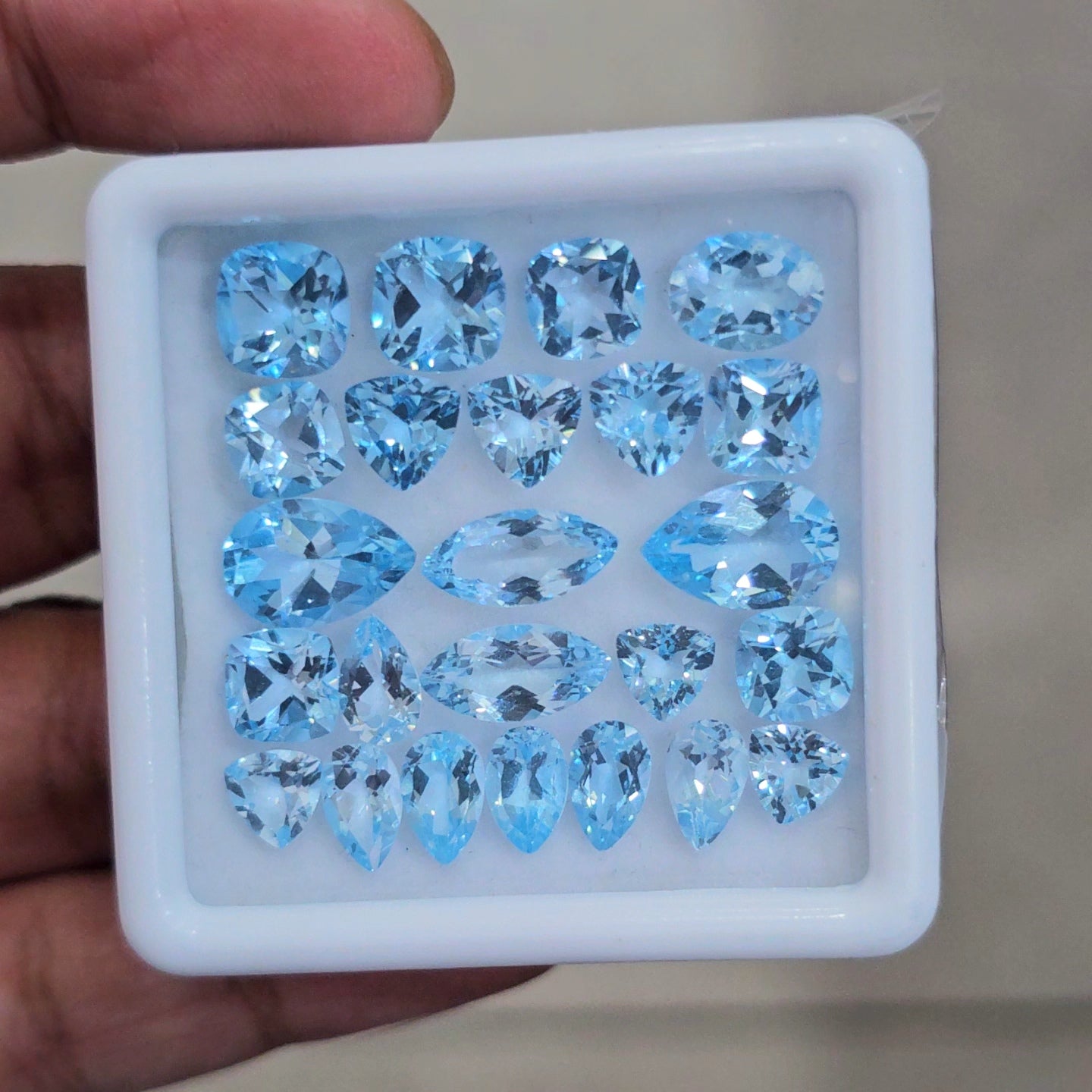 24 Pcs Of Natural Blue Topaz Faceted |Mix | Size:6-12mm