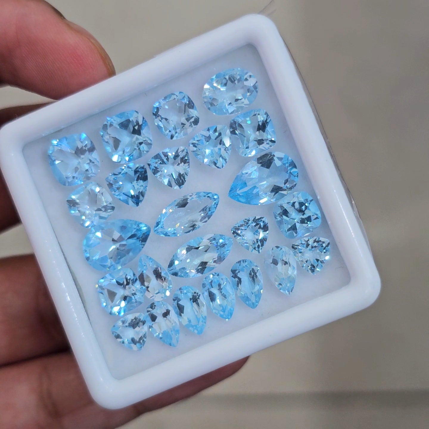 24 Pcs Of Natural Blue Topaz Faceted |Mix | Size:6-12mm