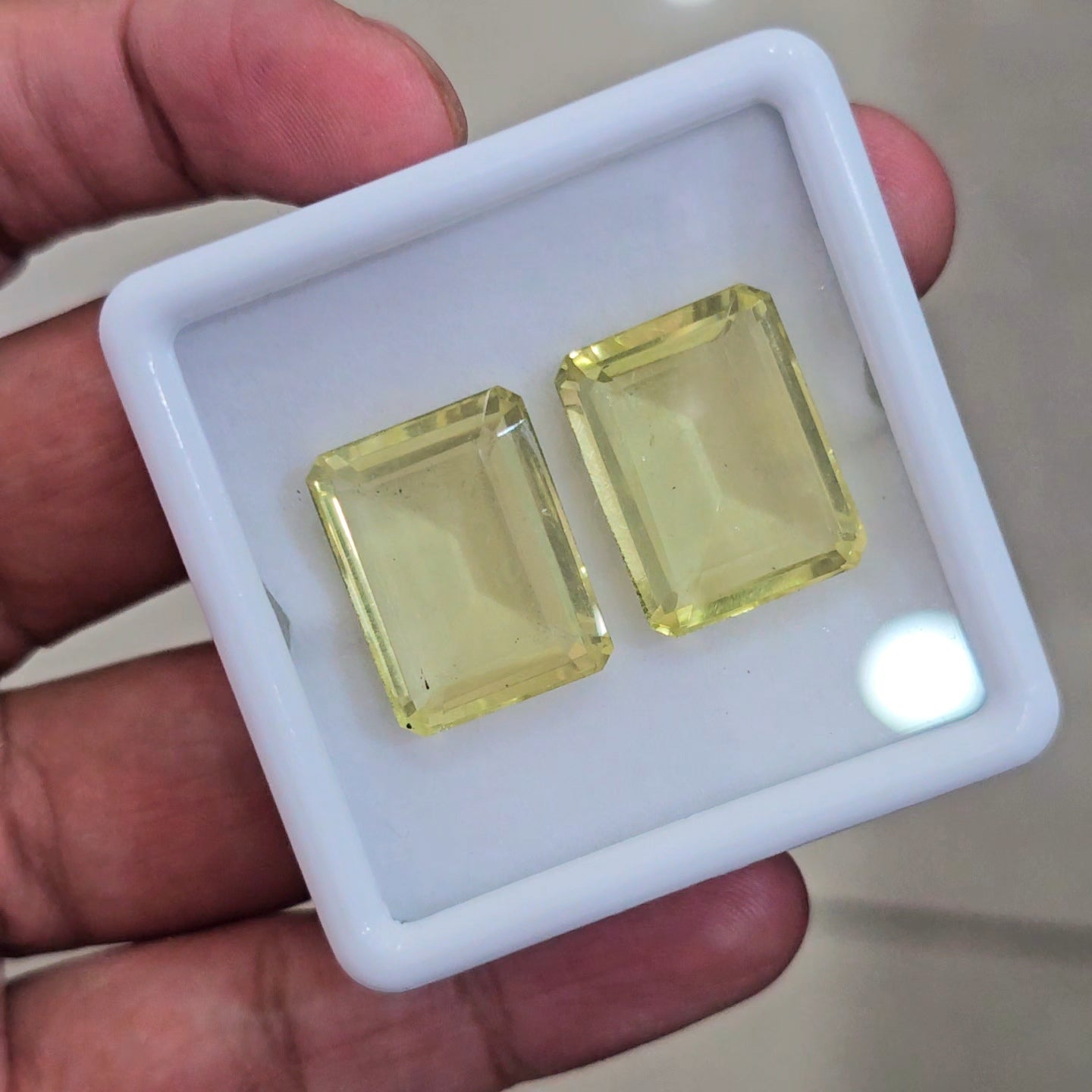 2 Pcs Of Natural Lemon Quartz Faceted | Rectangle | Size: 19x15mm