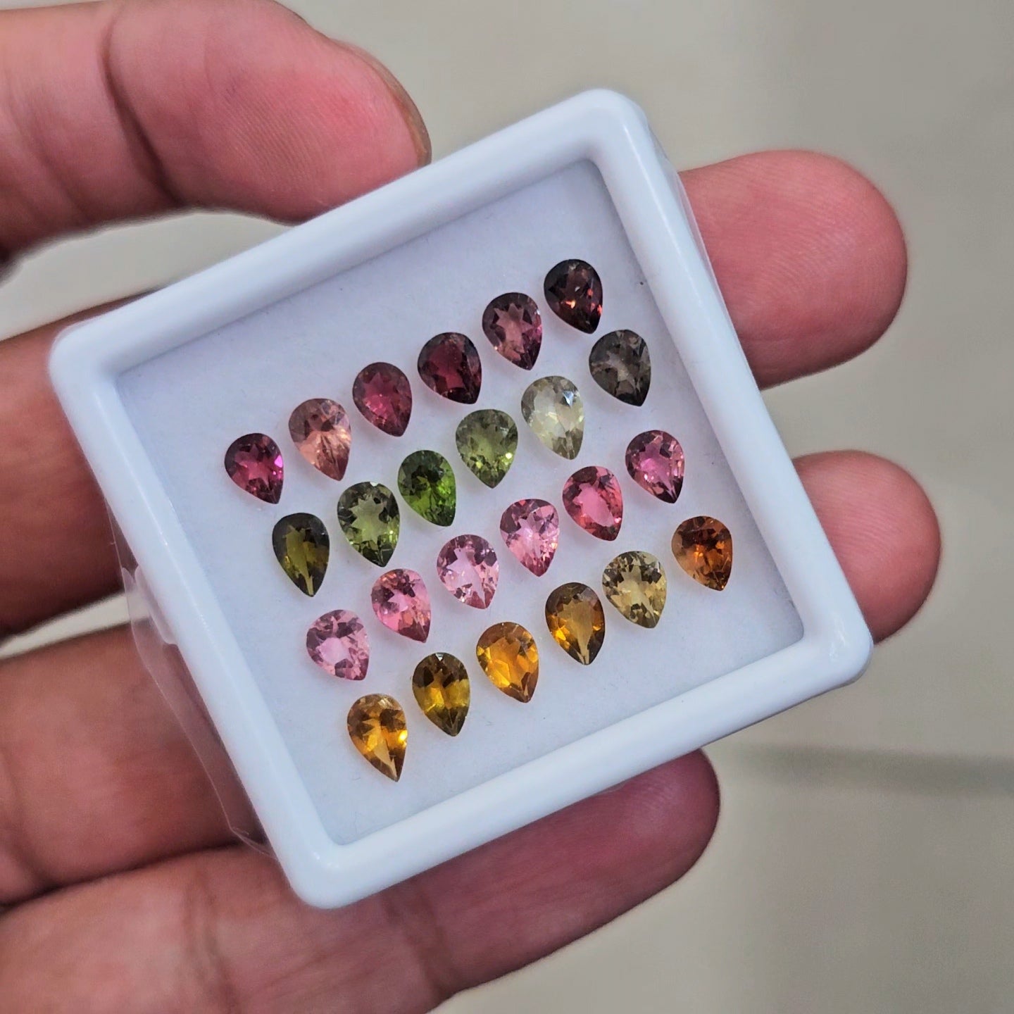 24 Pcs Natural Multi Tourmaline Faceted | Pear | Size:5-6mm