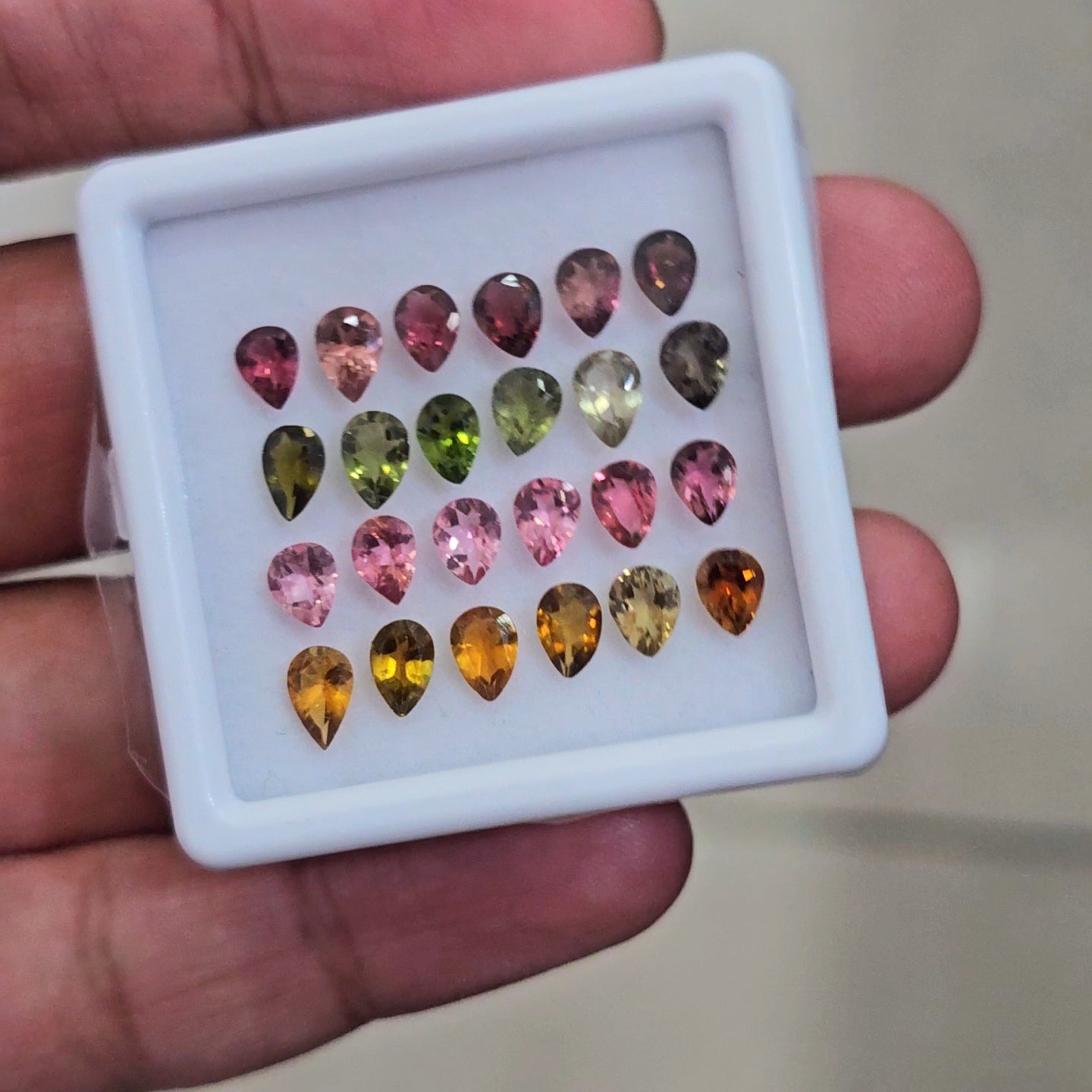 24 Pcs Natural Multi Tourmaline Faceted | Pear | Size:5-6mm