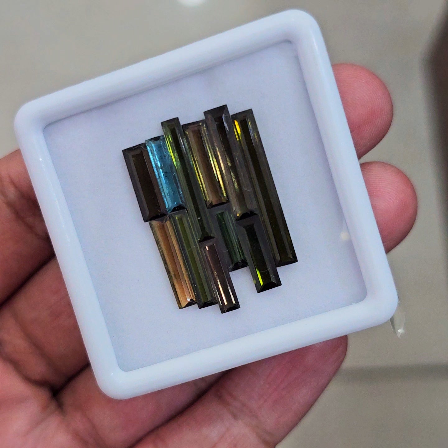 11 Pcs Natural  Tourmaline Faceted  | Rectangle | Size: 3-25mm