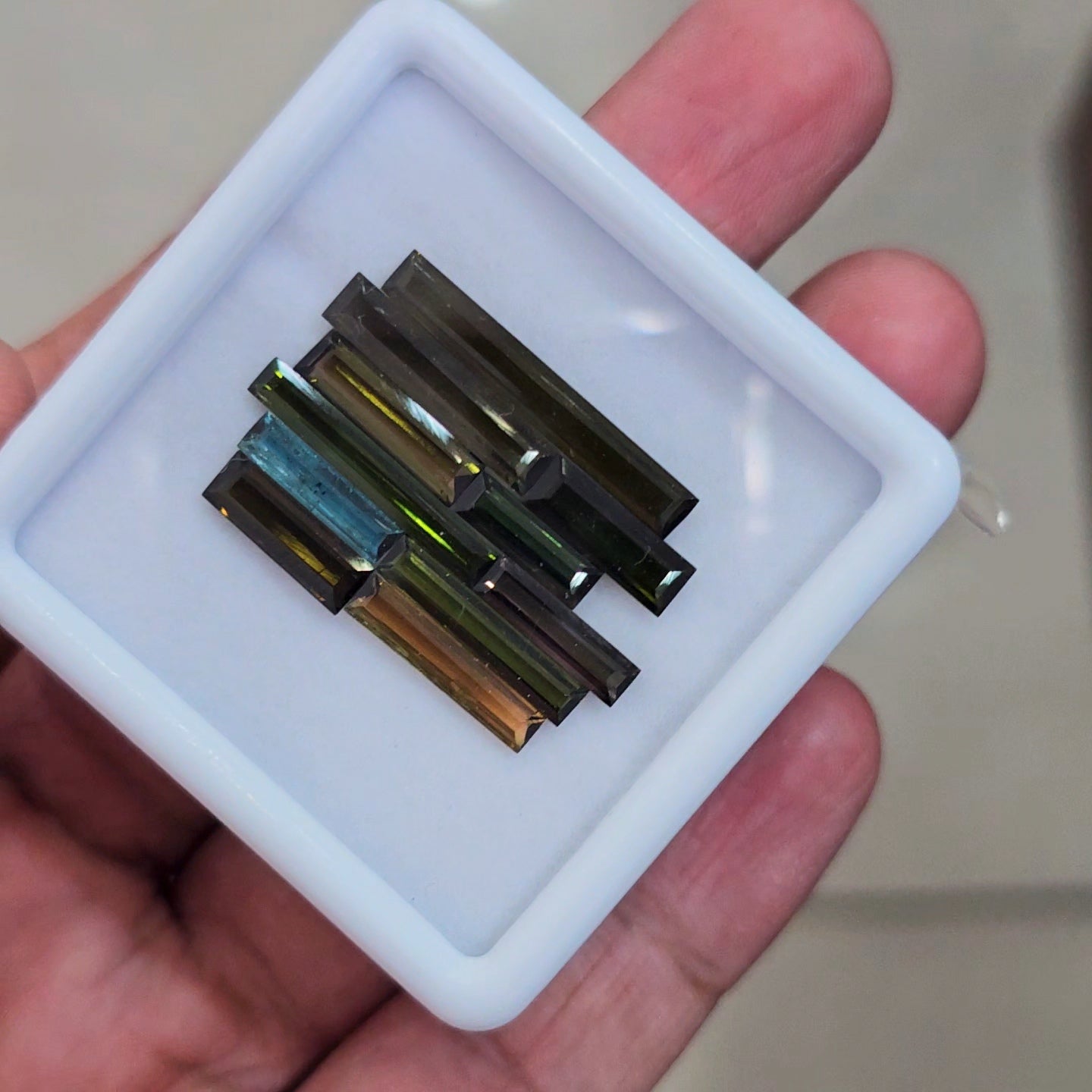 11 Pcs Natural  Tourmaline Faceted  | Rectangle | Size: 3-25mm