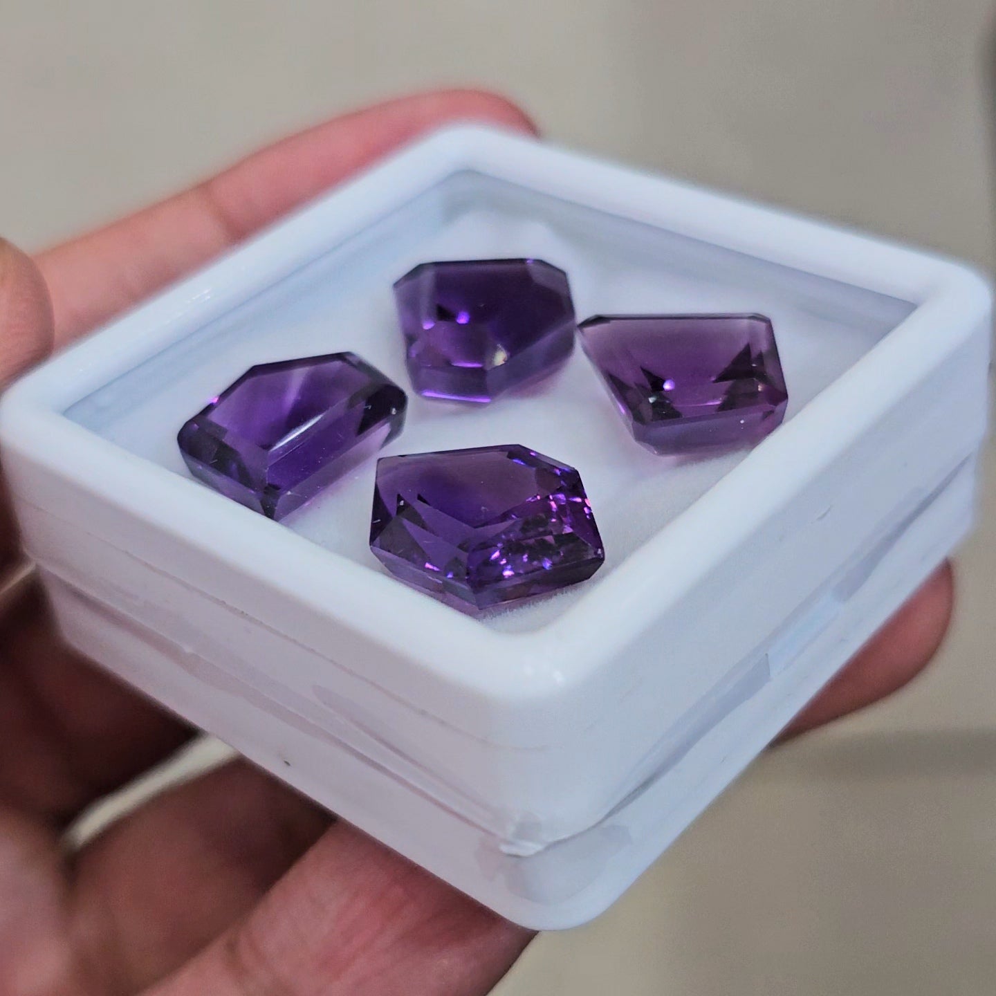 4 Pcs Of Natural Amethyst Faceted | Fancy | Size: 14x18mm