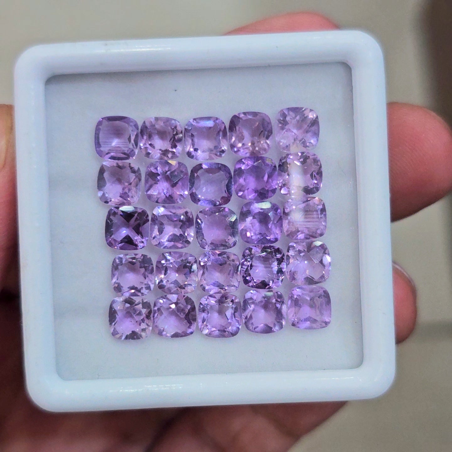 25 Pcs Of Natural Amethyst Faceted | Square | Size: 6mm