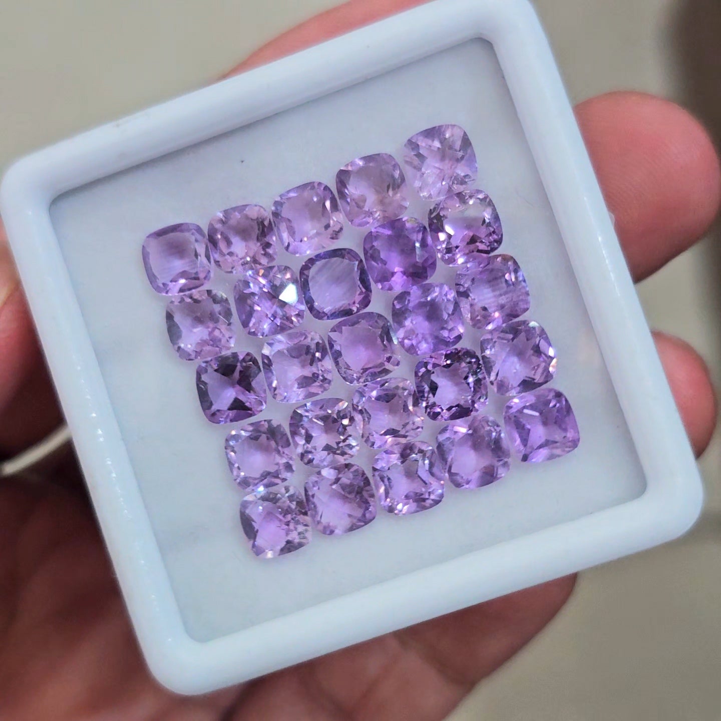 25 Pcs Of Natural Amethyst Faceted | Square | Size: 6mm